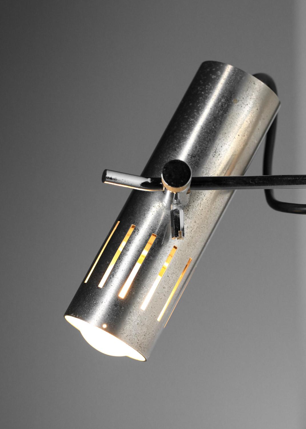 Mid-Century Modern Paire de plafonniers français Alain Richard tubes chromés des années 50