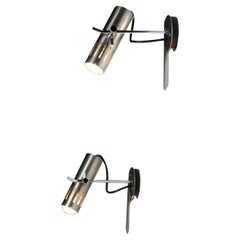 Pair of Alain Richard spotlights french design 50's chrome tube