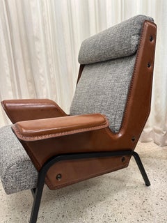 Pair of Alba Stitched Leather Lounge Chairs by Gustavo Pulitzer for Arflex