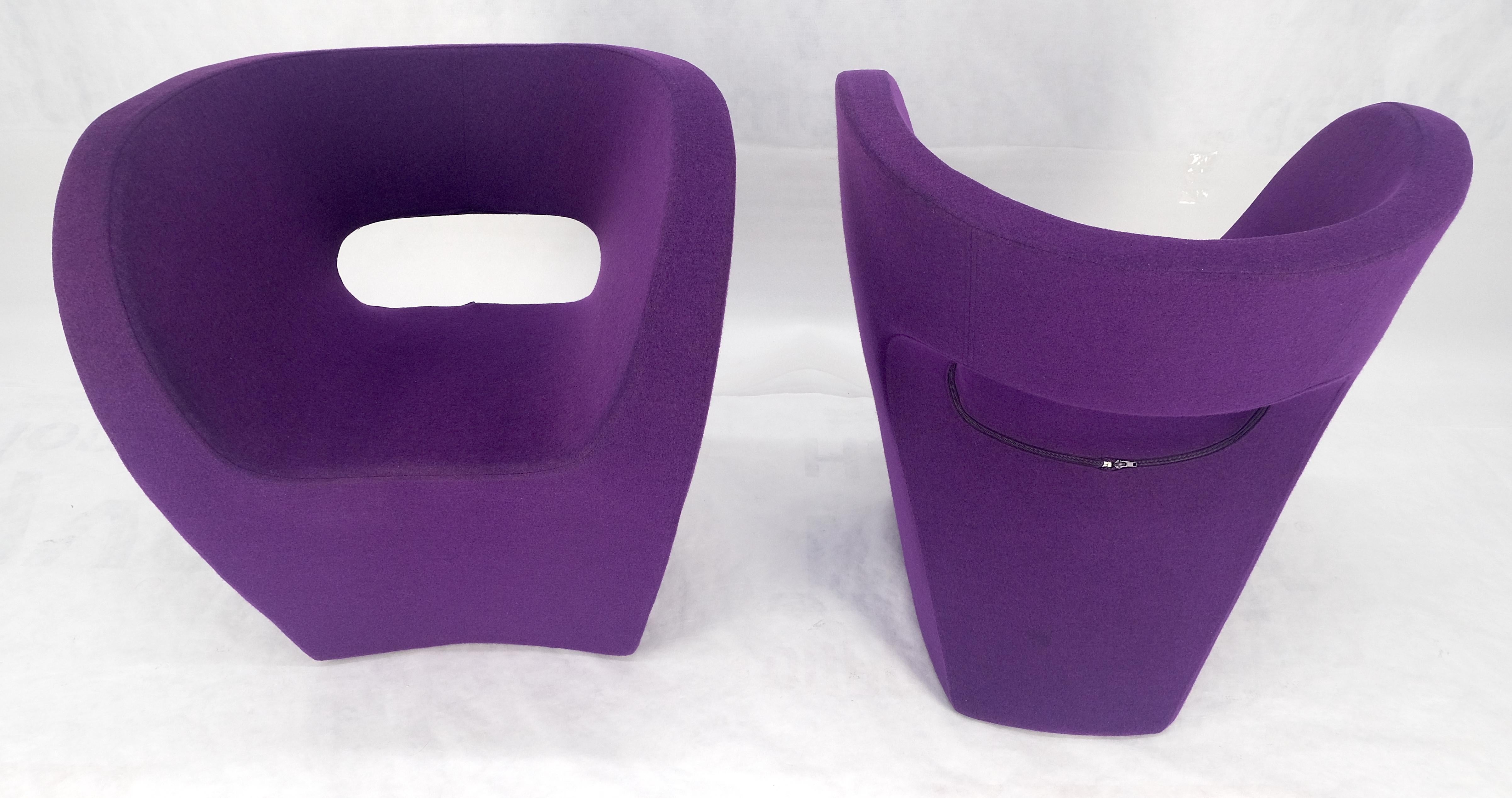 Pair of Albert Armchair Chairs by Ron Arad Moroso Purple  Wool Upholstery MINT! For Sale 4