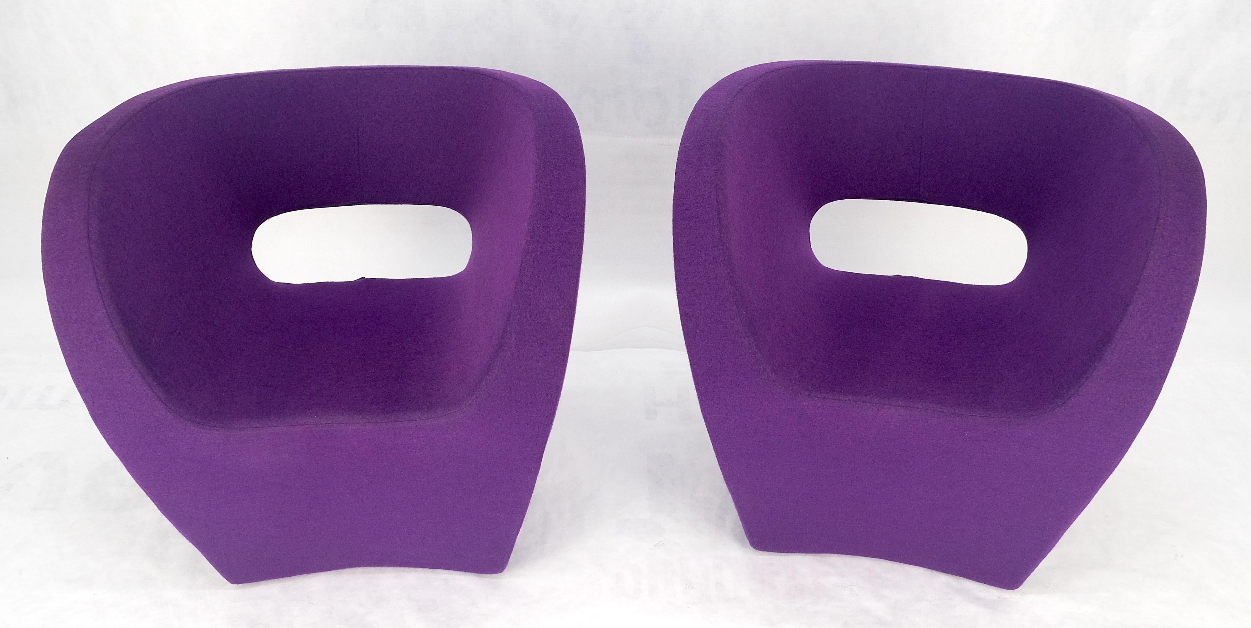 Pair of Albert Armchair Chairs by Ron Arad Moroso Purple  Wool Upholstery MINT! For Sale 6