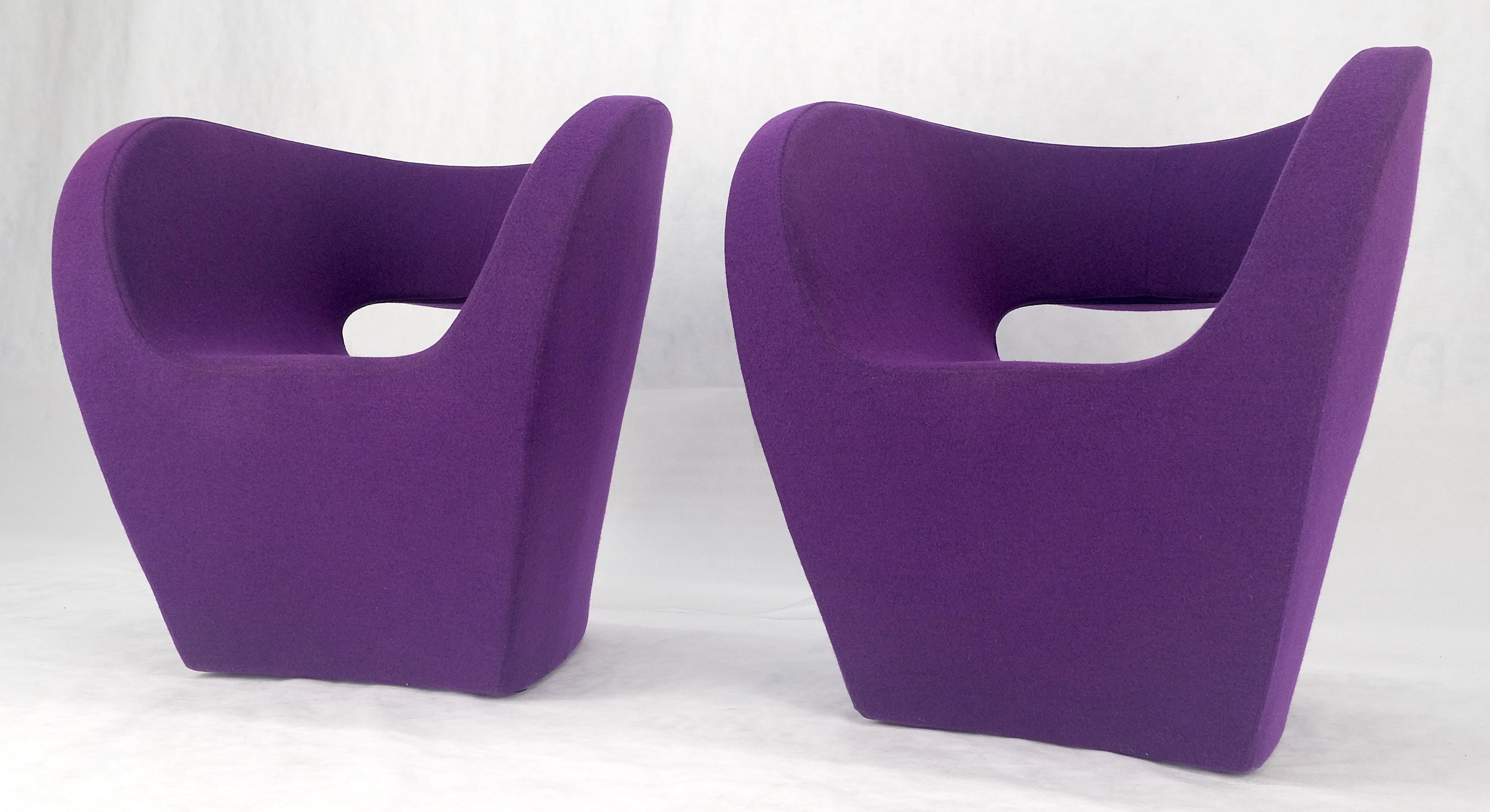Pair of Albert Armchair Chairs by Ron Arad Moroso Purple  Wool Upholstery MINT! For Sale 7