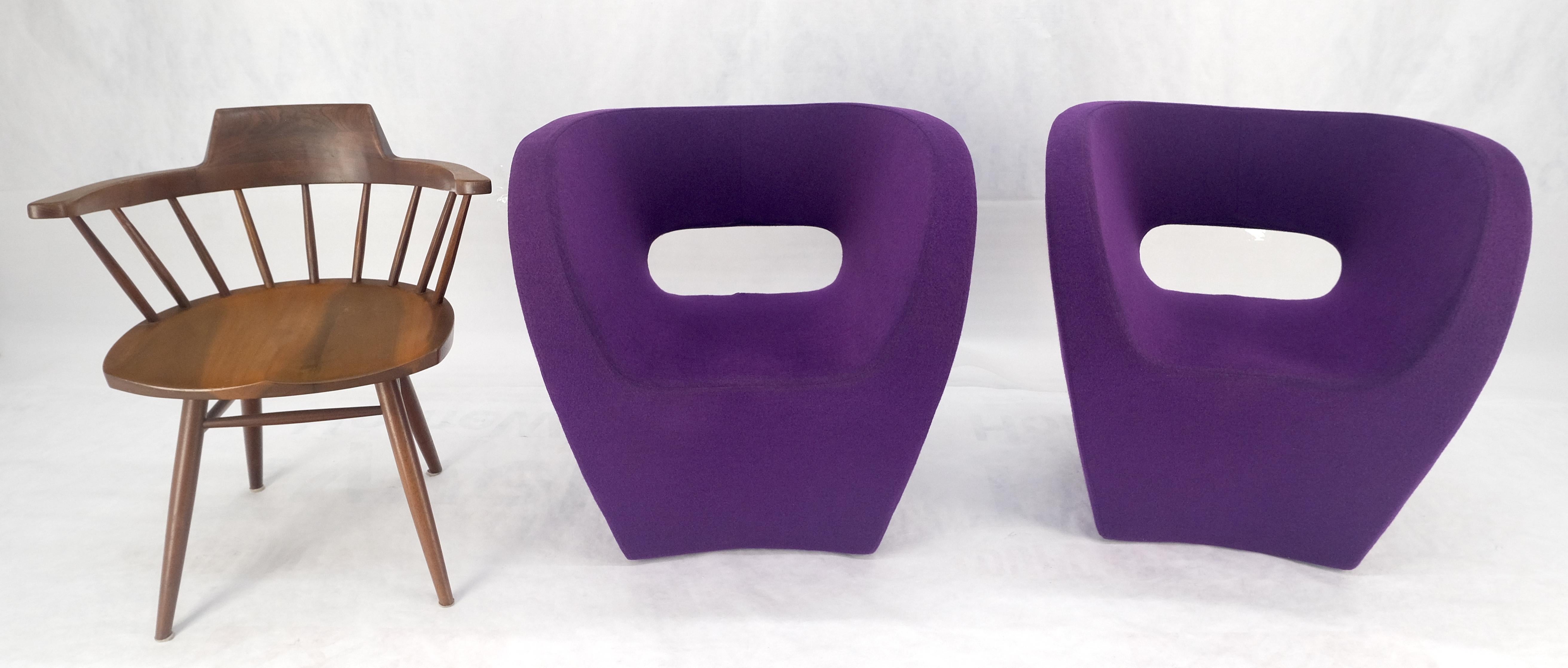 Pair of Albert Armchair Chairs by Ron Arad Moroso Purple  Wool Upholstery MINT! For Sale 8