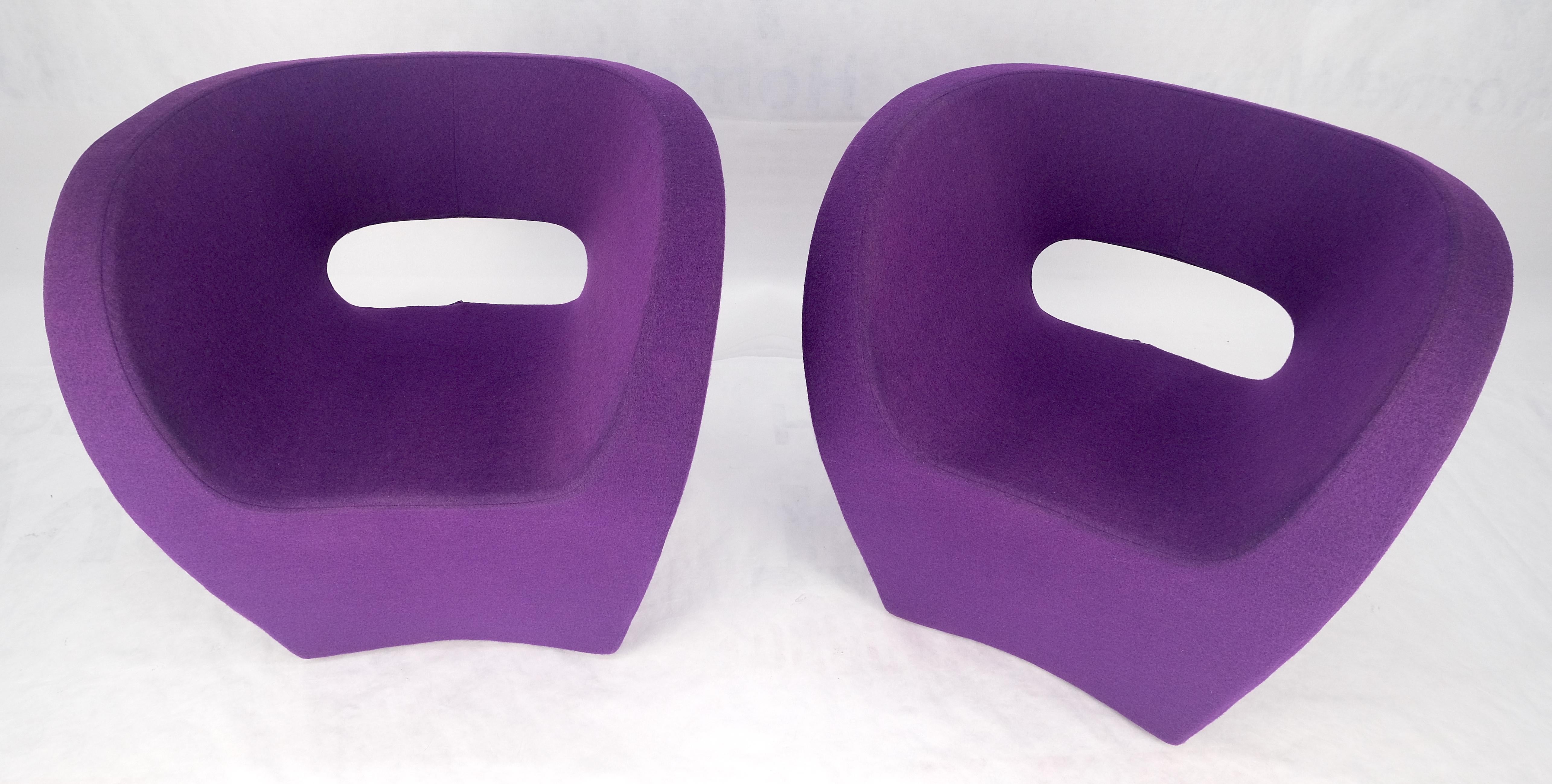 Pair of Albert Armchair Chairs by Ron Arad Moroso Purple  Wool Upholstery MINT! In Excellent Condition For Sale In Rockaway, NJ
