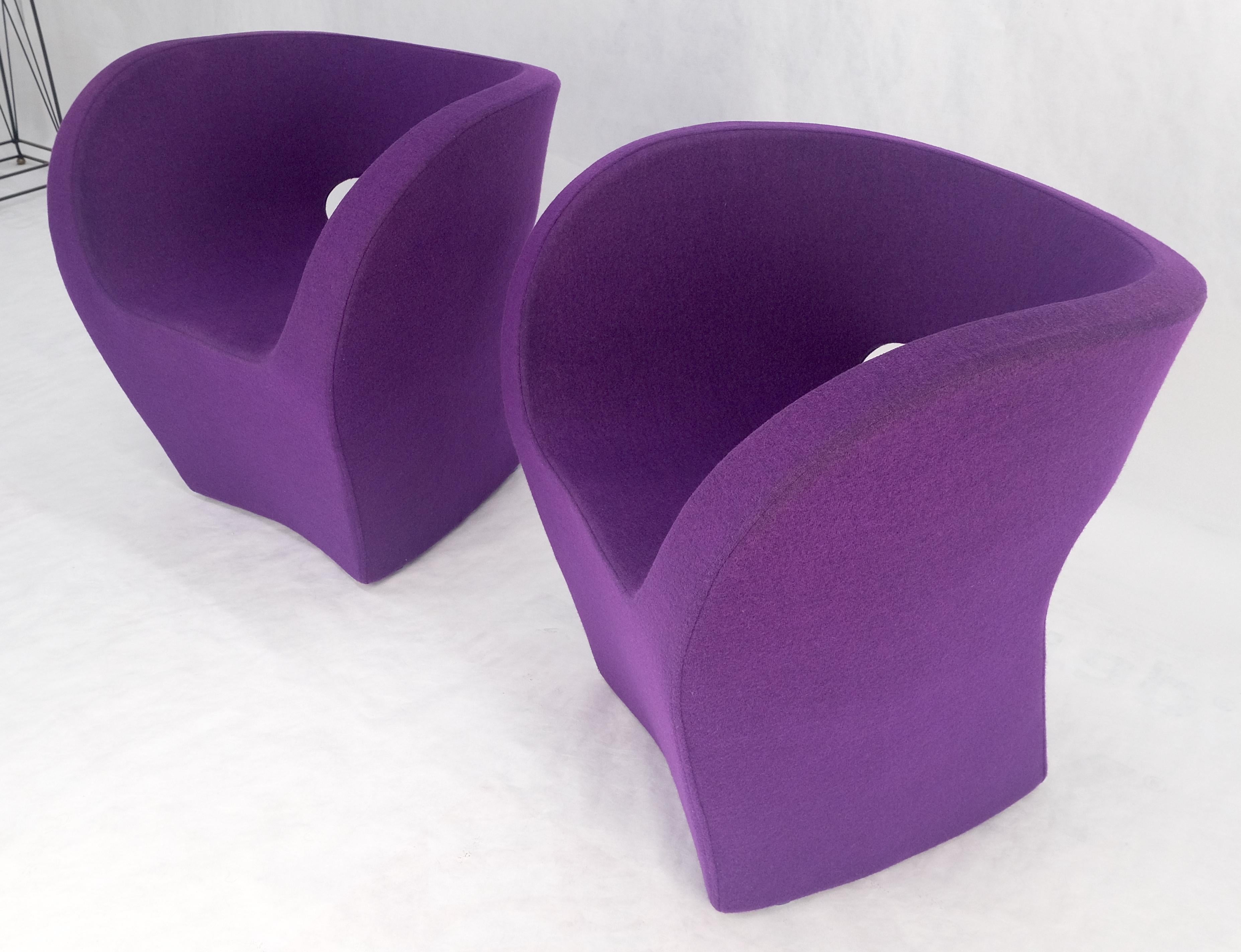 20th Century Pair of Albert Armchair Chairs by Ron Arad Moroso Purple  Wool Upholstery MINT! For Sale