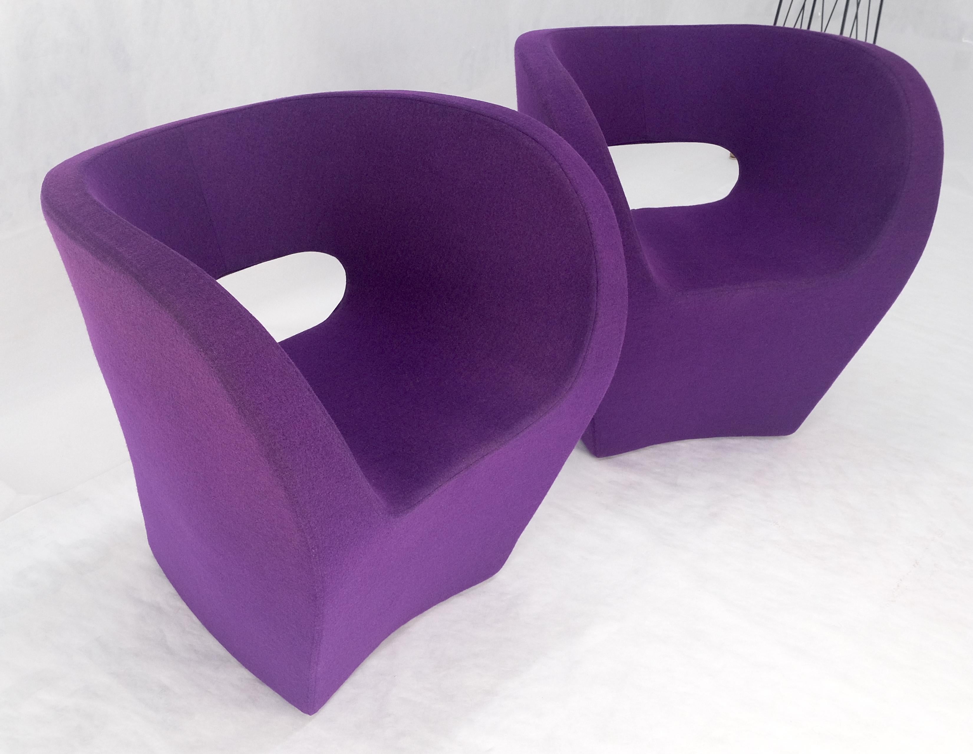 Pair of Albert Armchair Chairs by Ron Arad Moroso Purple  Wool Upholstery MINT! For Sale 1
