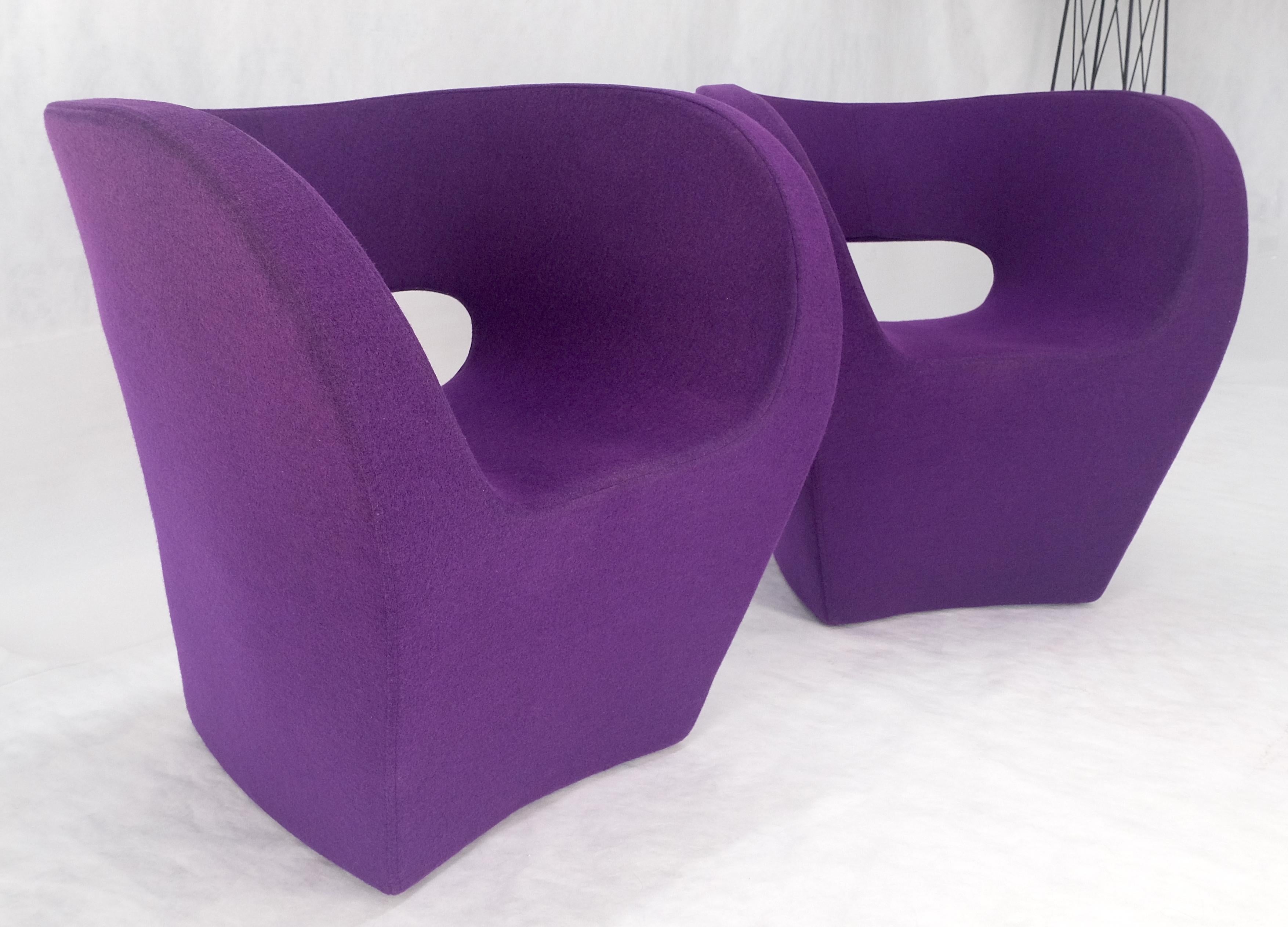 Pair of Albert Armchair Chairs by Ron Arad Moroso Purple  Wool Upholstery MINT! For Sale 2