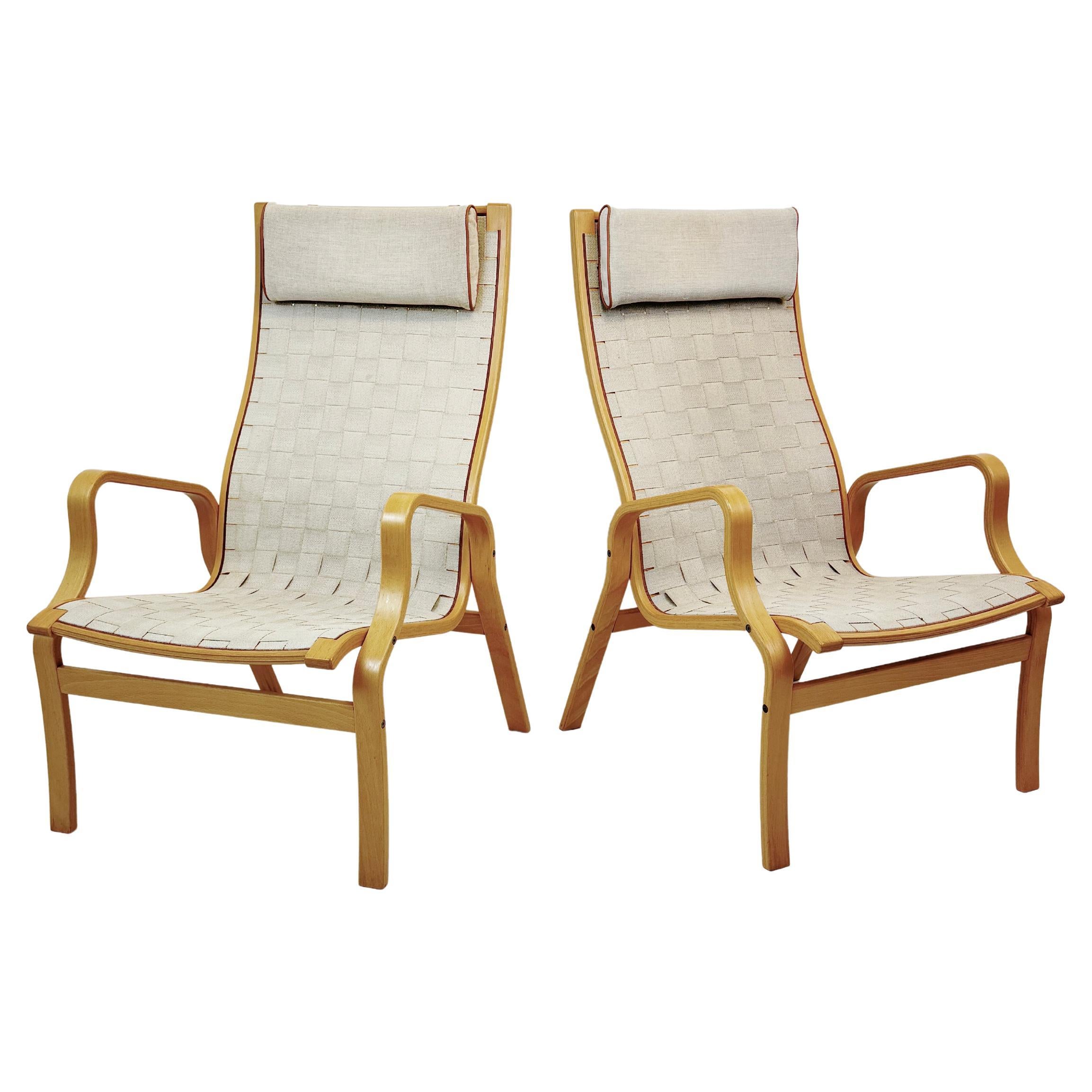 Ein Paar Bugholz-Lounge-Stühle von Finn Østergaard, Dänemark 1970er Jahre im Angebot
