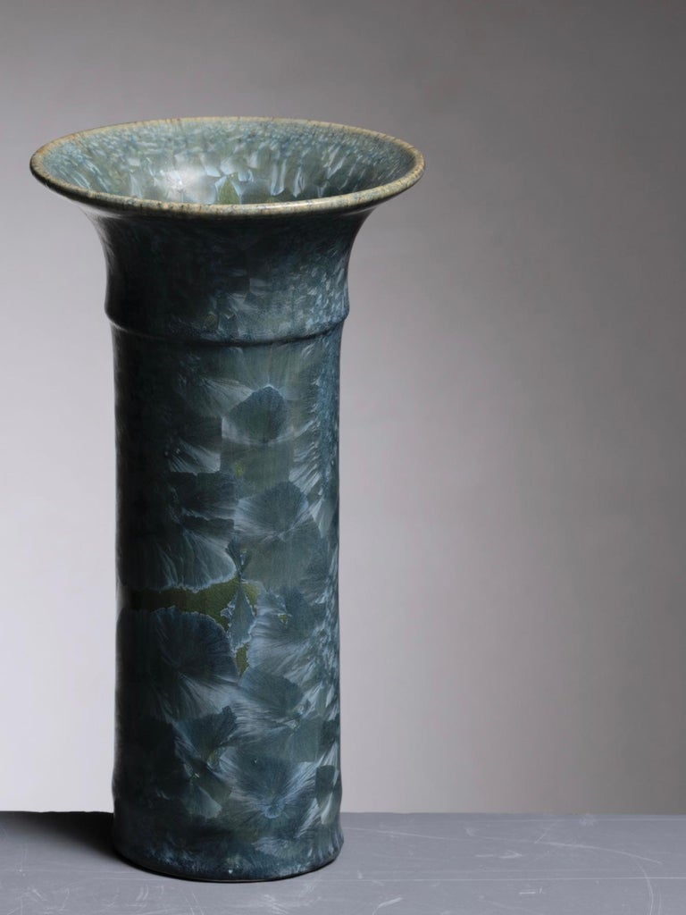Pair of Albert Kiessling Green Ceramic Vases For Sale at 1stDibs