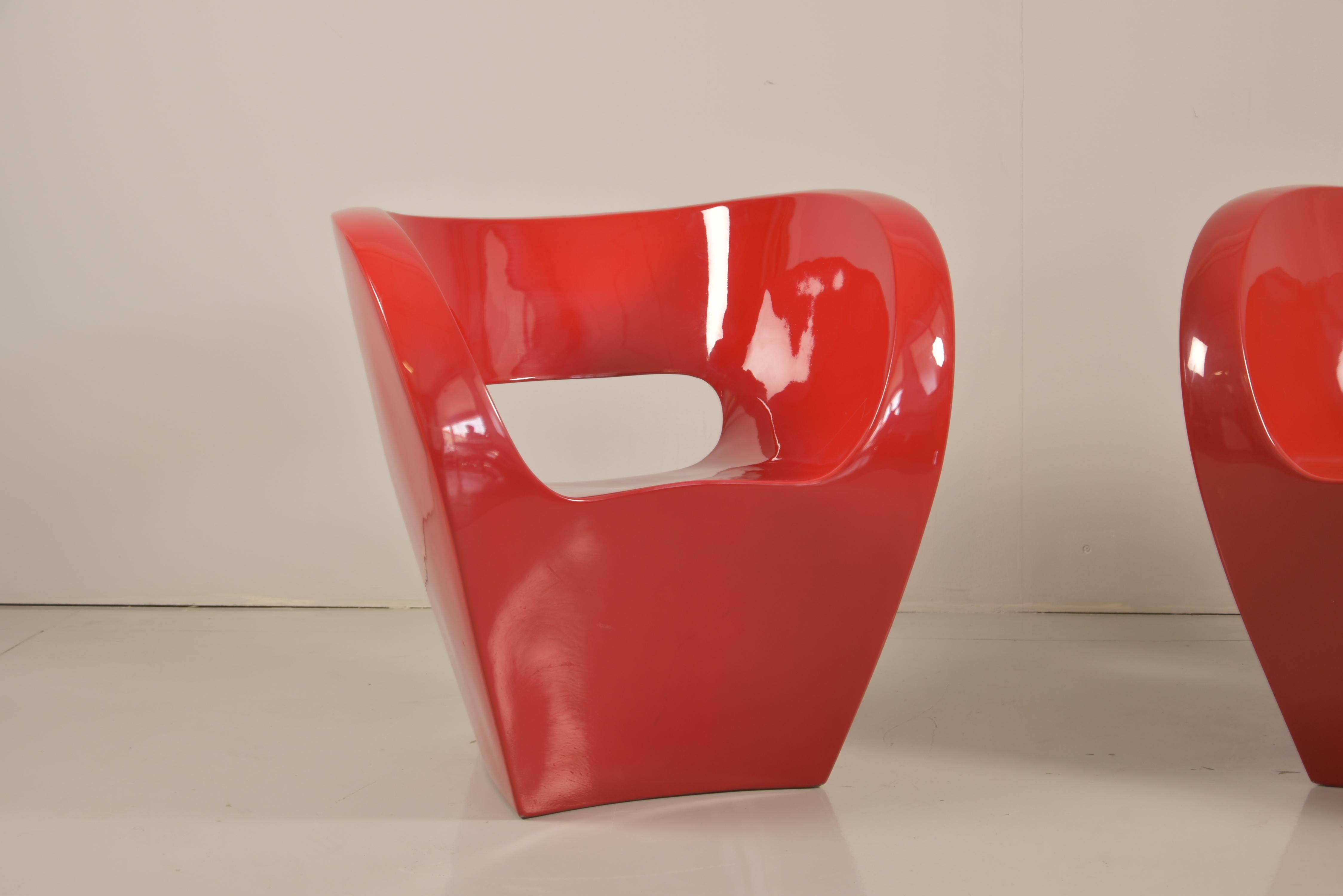 Mid-Century Modern Pair of  Albert Red Armchairs by Ron Arad in 2000 for Moroso