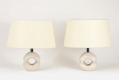 Pair of Albert Tormos Stone ''Ring'' Table Lamps, France 1960's