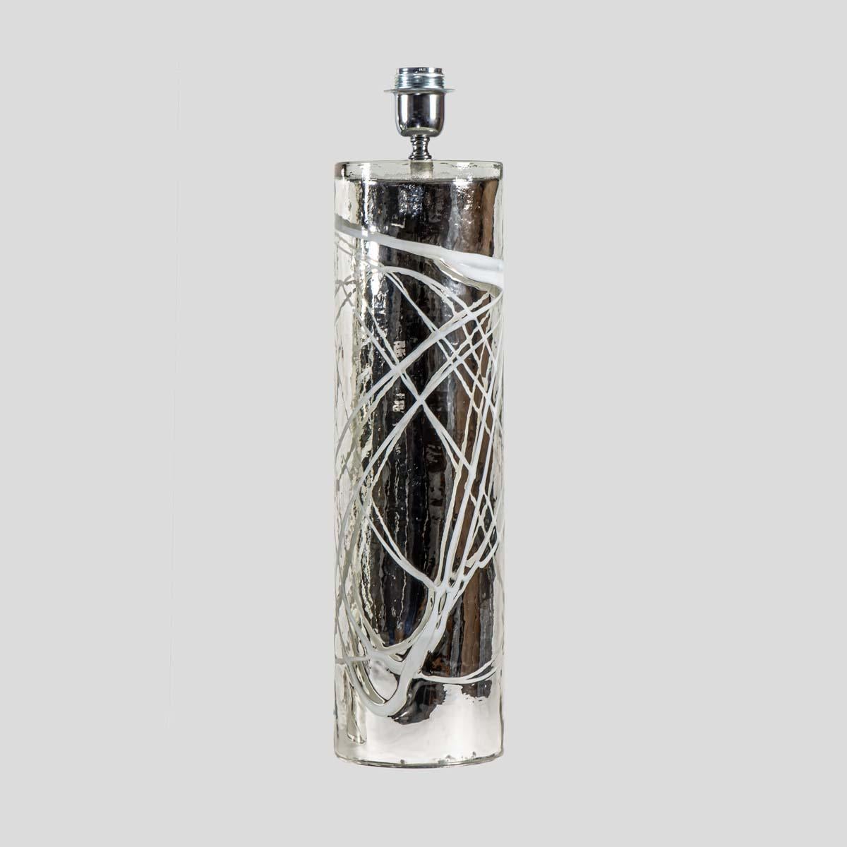 Italiano Pair of Alberto Dona hand blown Silver Mirrored Murano glass table lamps in vendita