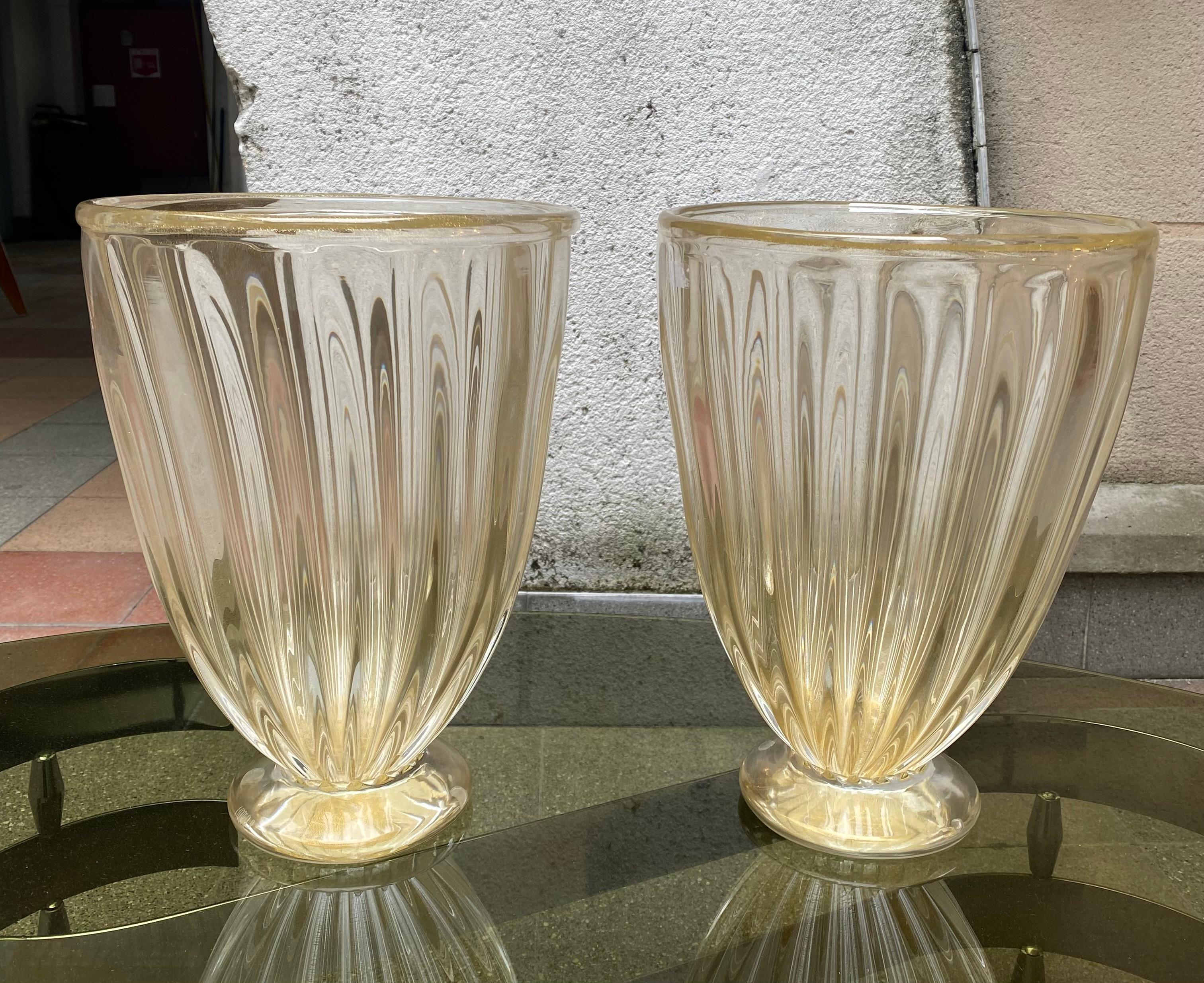 Pair of Alberto Dona Murano Vases Murano Glass In Good Condition For Sale In Saint ouen, FR