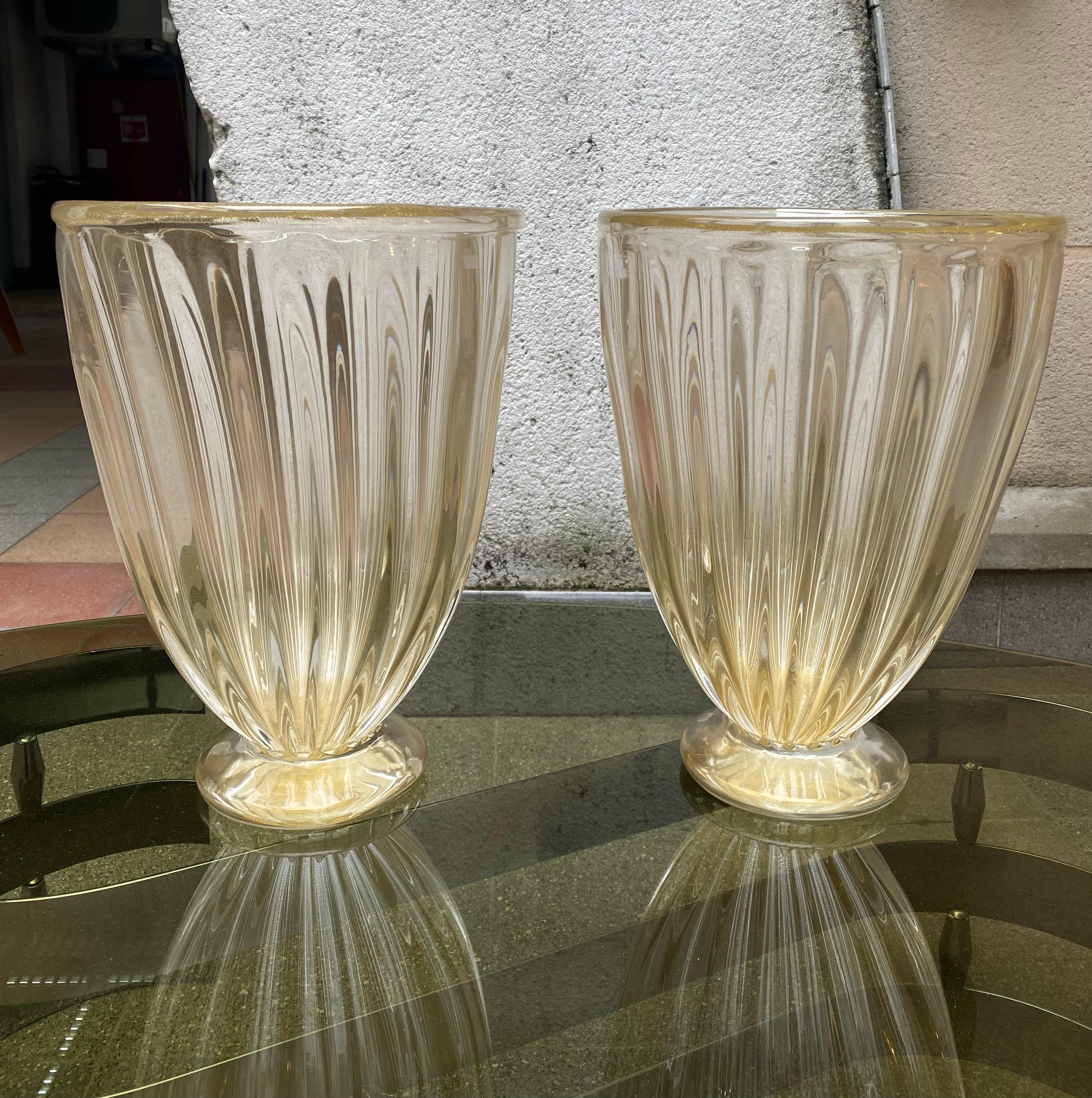 Late 20th Century Pair of Alberto Dona Murano Vases Murano Glass For Sale
