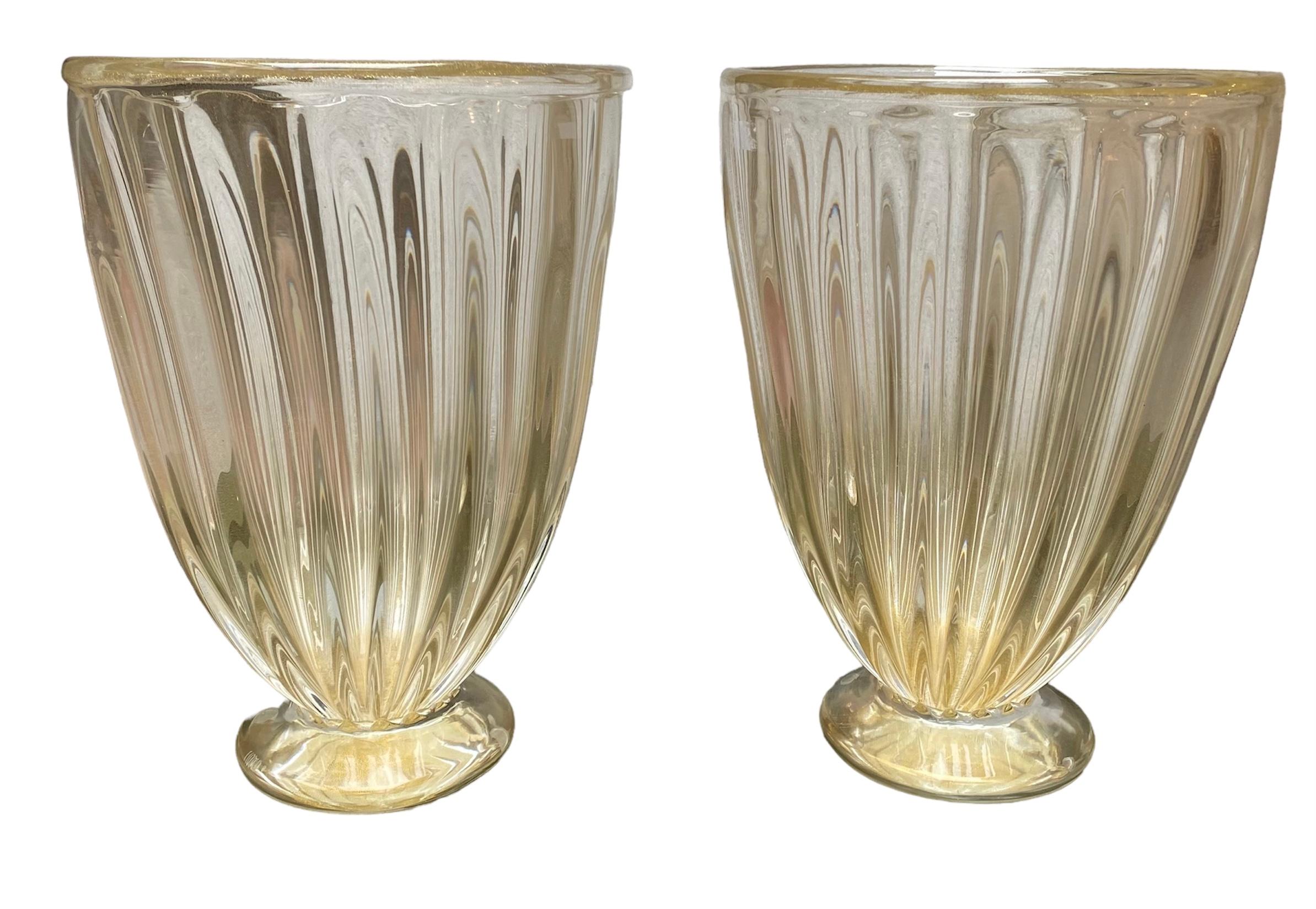 Pair of Alberto Dona Murano Vases Murano Glass For Sale 4