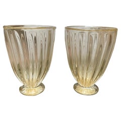 Retro Pair of Alberto Dona Murano Vases Murano Glass