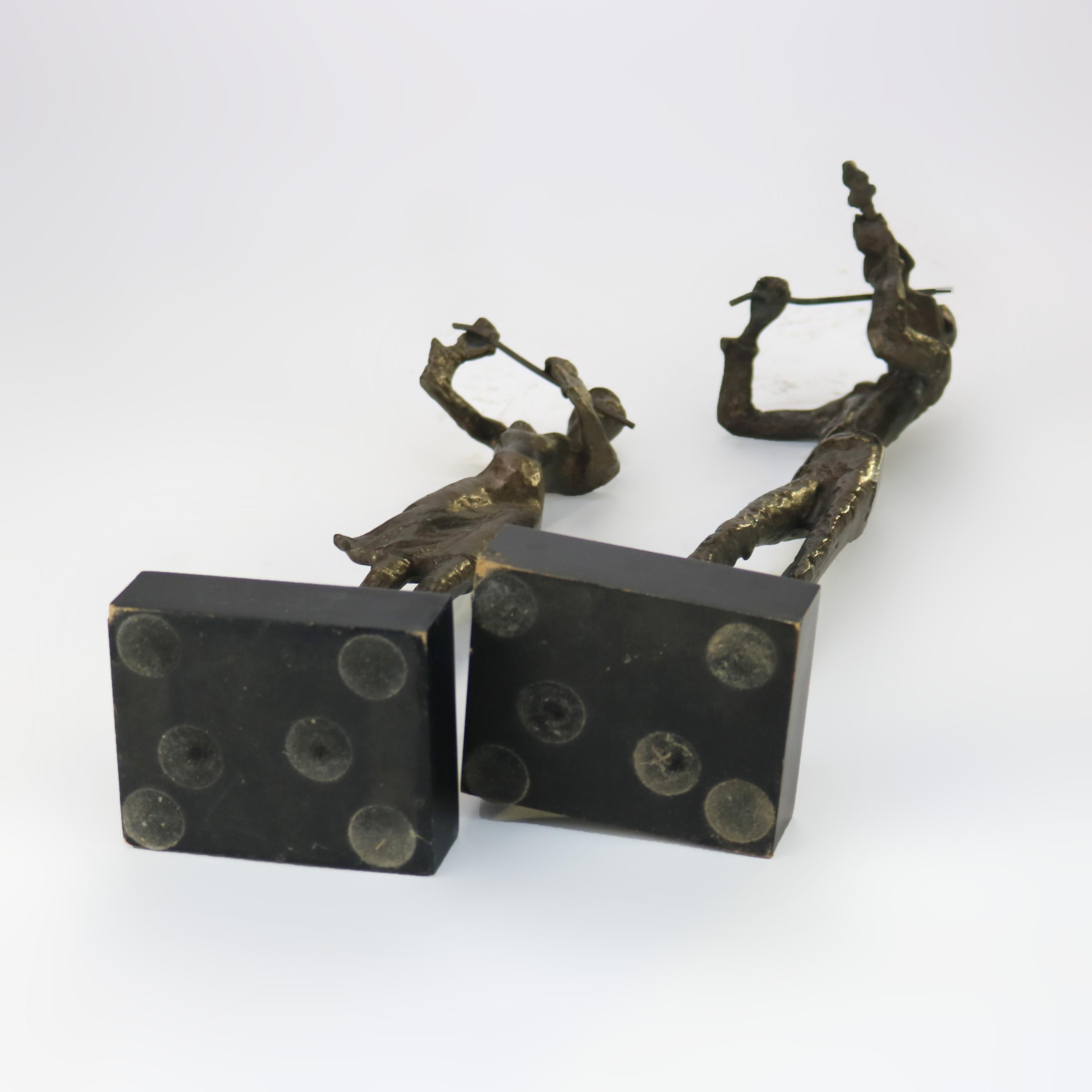 Pair of Alberto Giacometti Cubism Bronze Sculptural Musicians 20thC 8