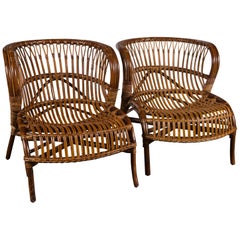 Pair of Albini Rattan Lounge Chairs