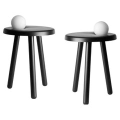 Pair of Alby Black Small Table with Lamps by Mason Editions
