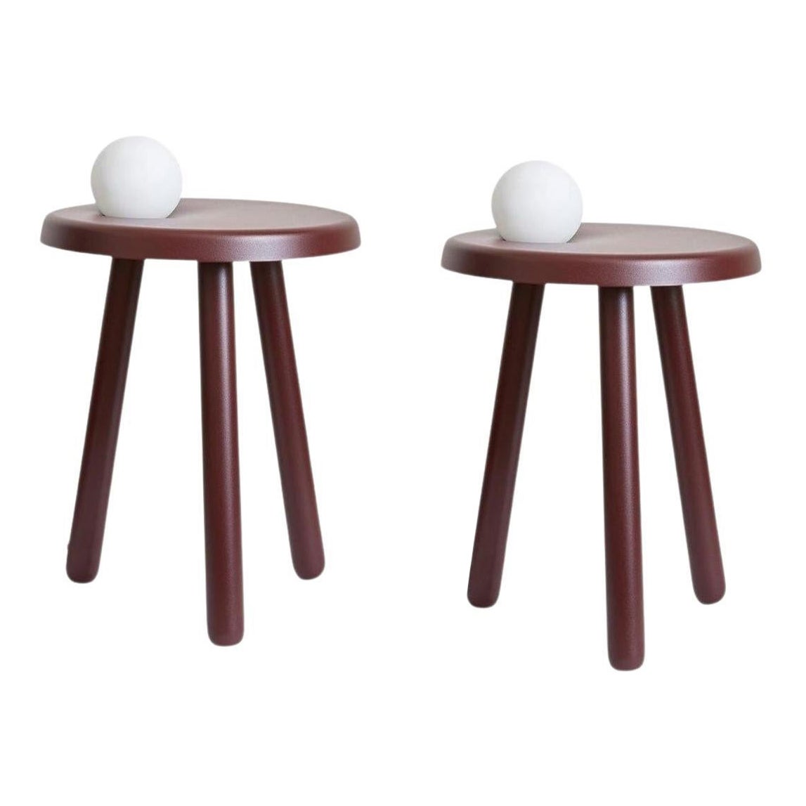 Pair of Alby Light Grey Albi Small Table with Lamps by Mason Editions