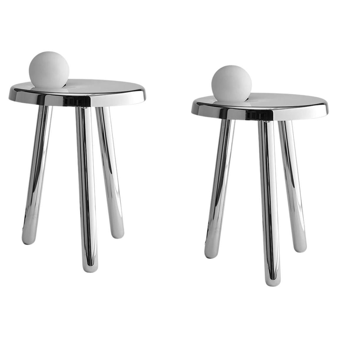 Pair of Alby Black Small Table with Lamps by Mason Editions For Sale at