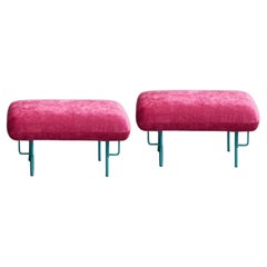 Pair of Alce Large Ottoman, Chromed by Pepe Albargues
