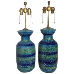 Pair of Aldo Londi Bitossi Midcentury Ceramic Lamps