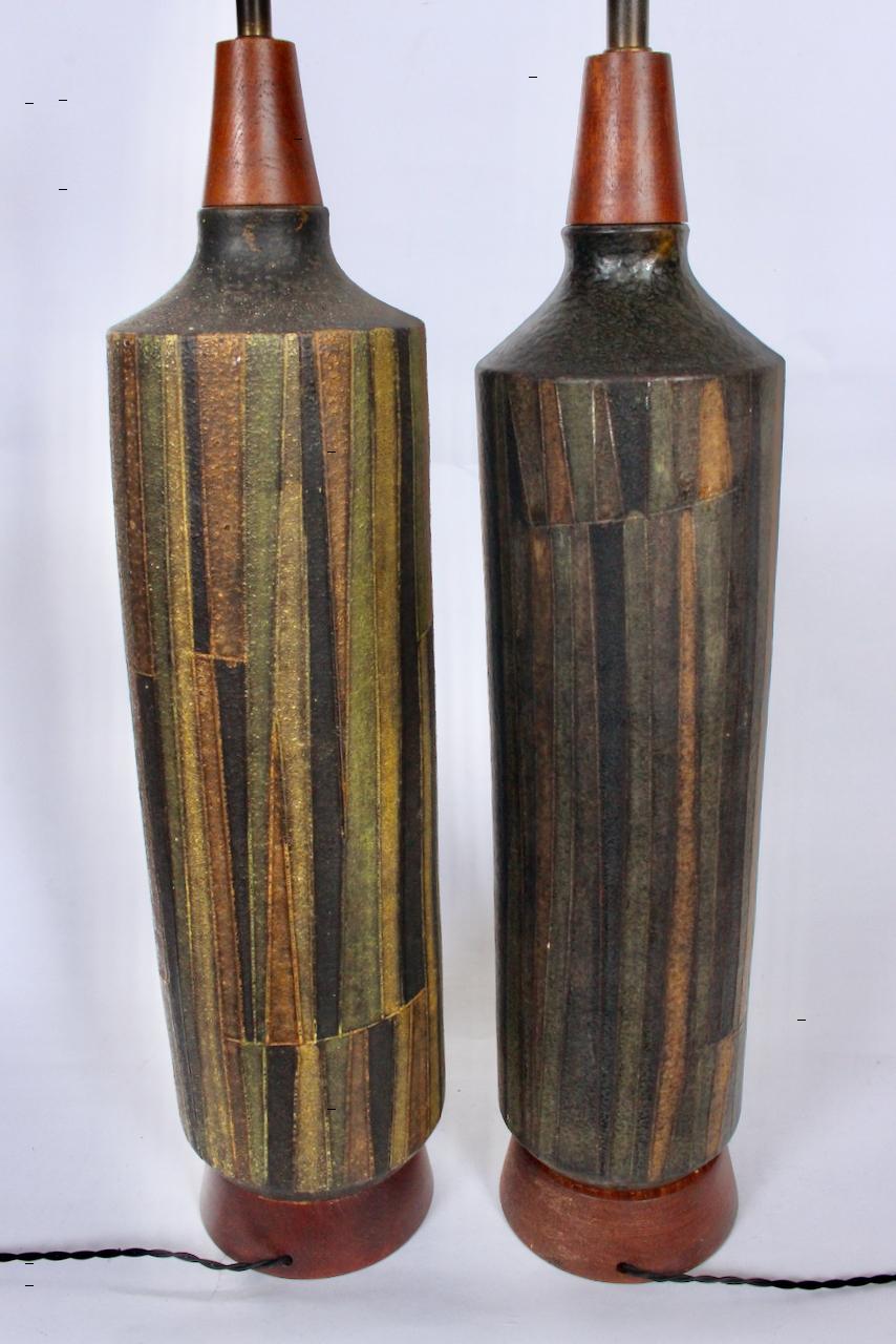 Pair of Aldo Londi Bitossi 'Milano Moderna' Ceramic Lamps, Circa 1959 For Sale 2