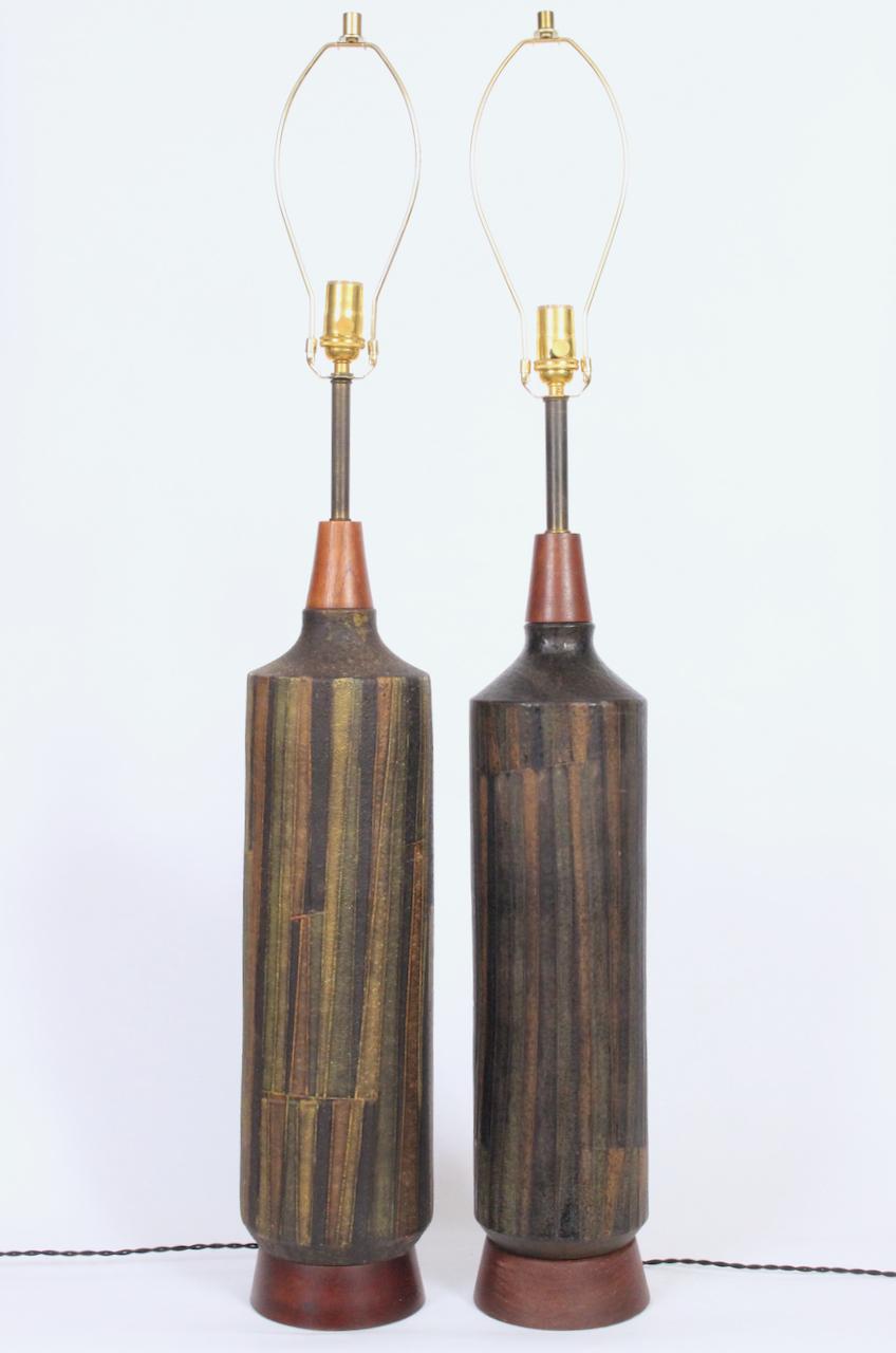 Pair of Aldo Londi Bitossi 'Milano Moderna' Ceramic Lamps, Circa 1959 For Sale 4