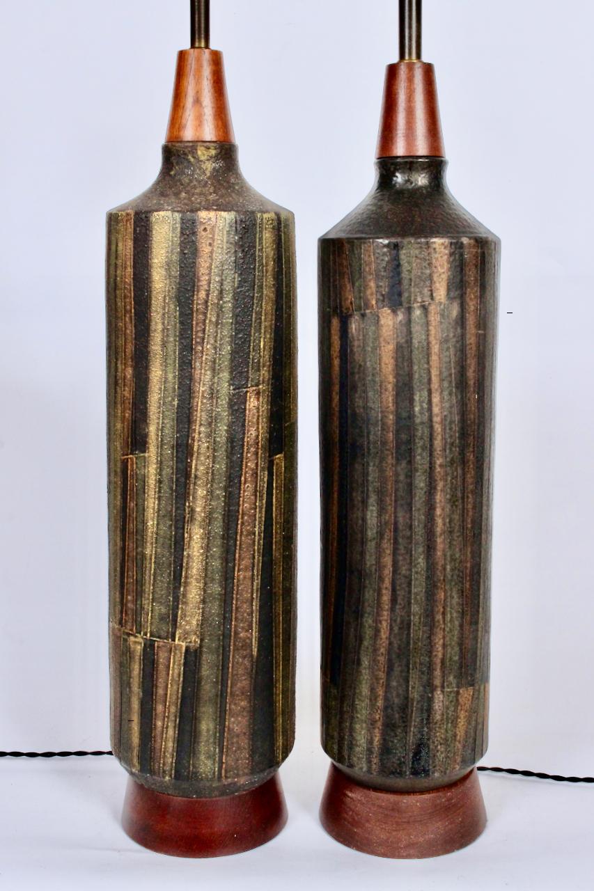 Italian Pair of Aldo Londi Bitossi 'Milano Moderna' Ceramic Lamps, Circa 1959 For Sale