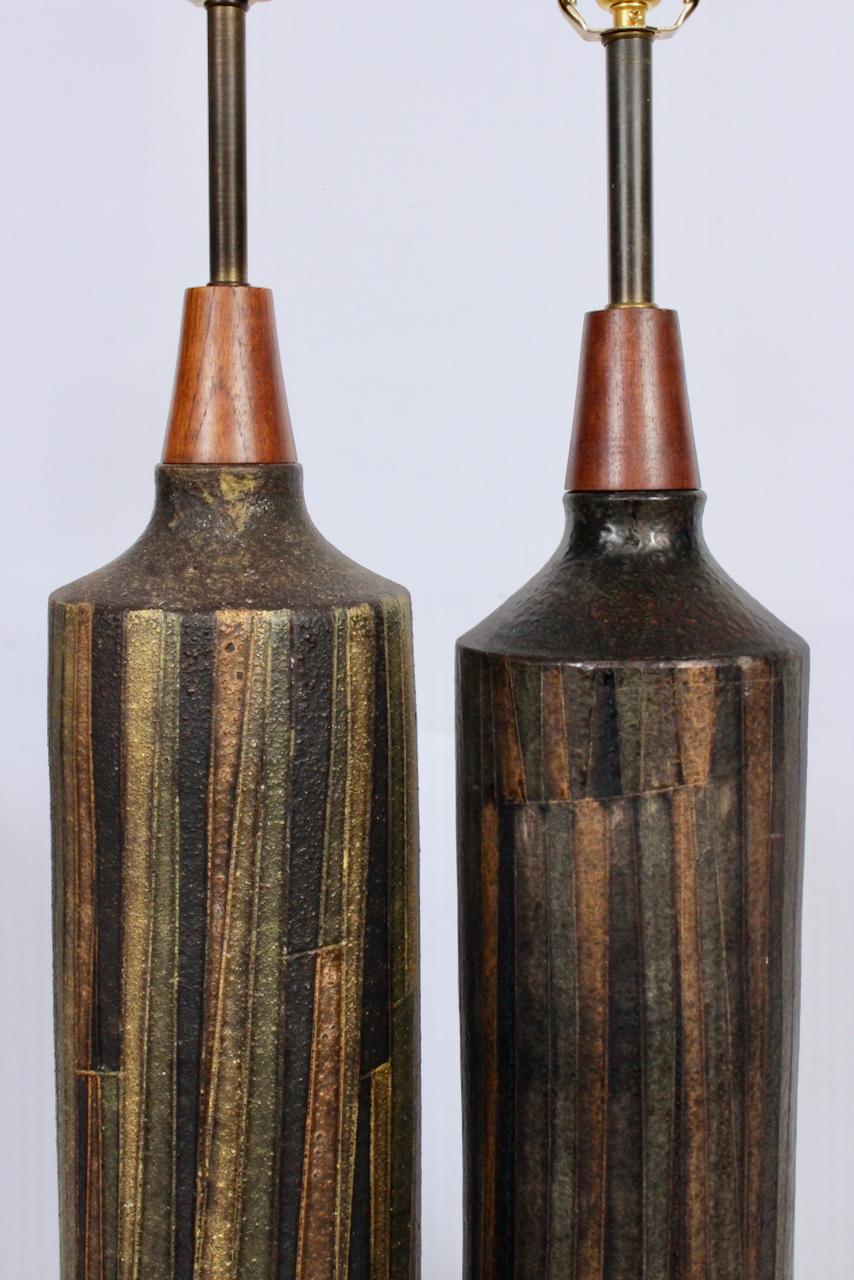 Mid-20th Century Pair of Aldo Londi Bitossi 'Milano Moderna' Ceramic Lamps, Circa 1959 For Sale