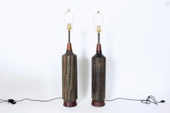 Pair of Aldo Londi Bitossi "Milano Moderna" Art Pottery Table Lamps, C. 1959