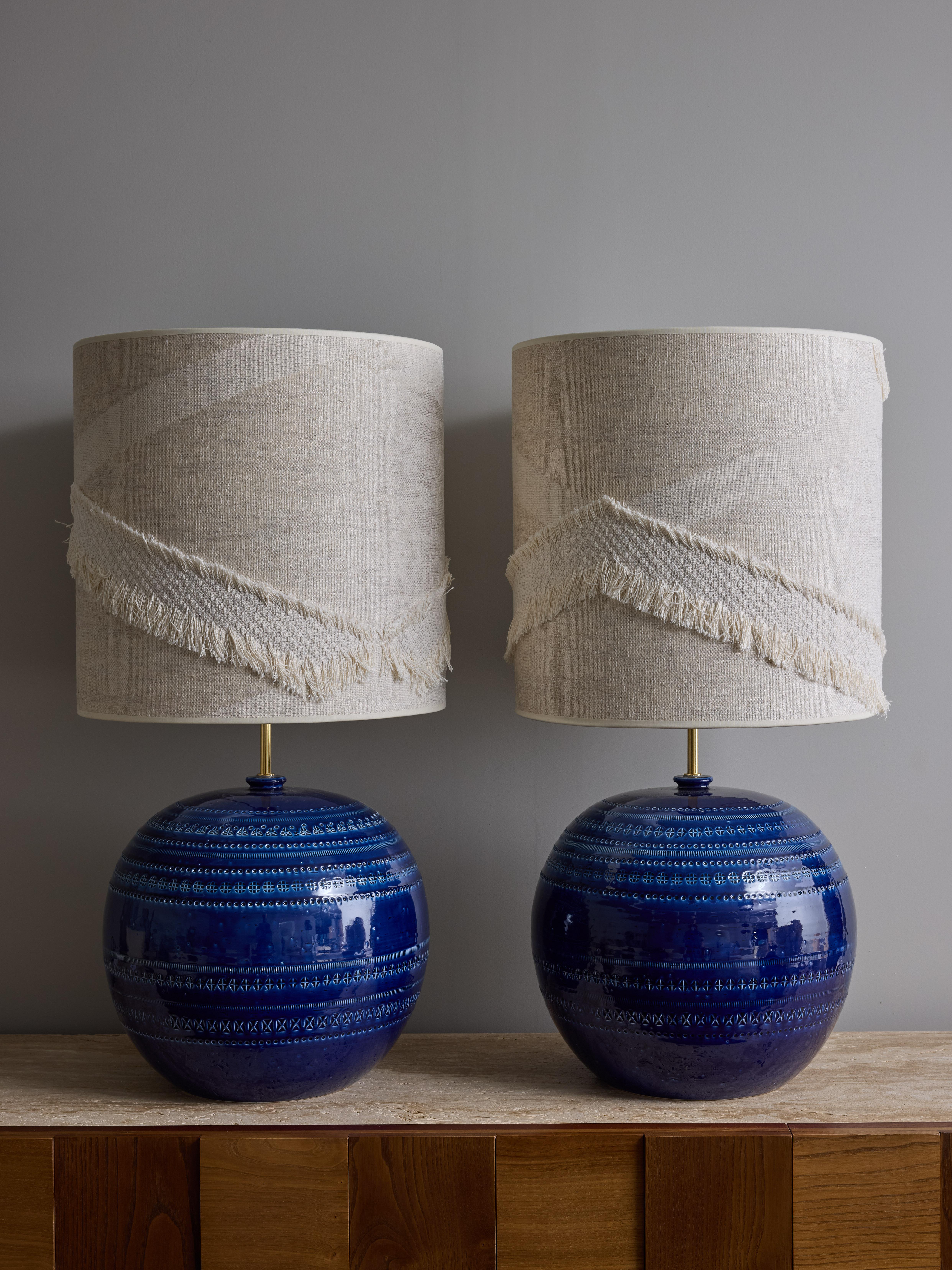 Pair of ceramic table lamps made by Bitossi and designed by Aldo Londi under the 