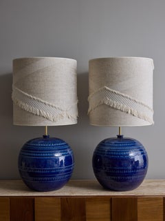 Pair of Aldo Londi for Bitossi Rimini Blu Table Lamps