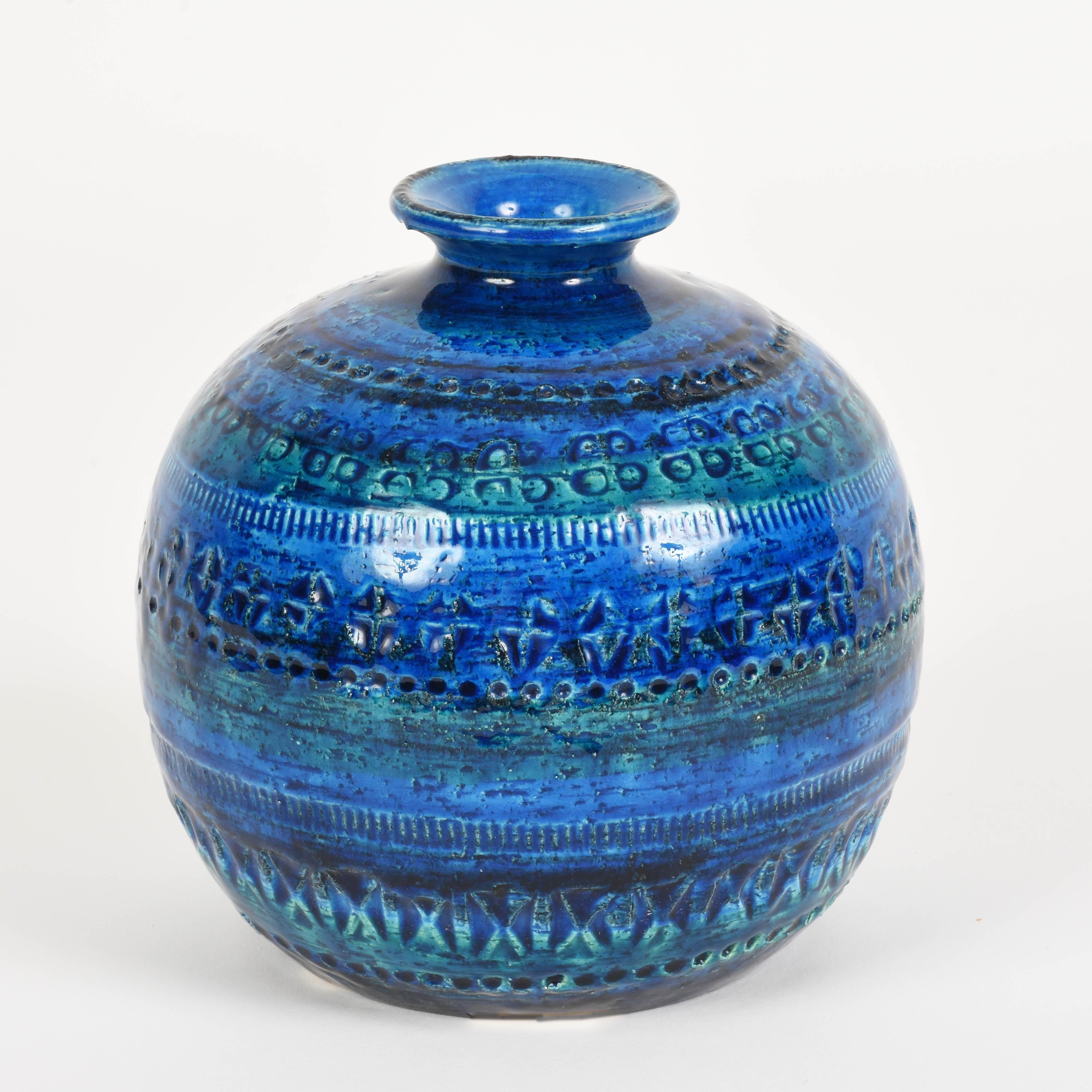 Pair of Aldo Londi Terracotta Ceramic Rimini Blue Vases for Bitossi, Italy 1960s 4