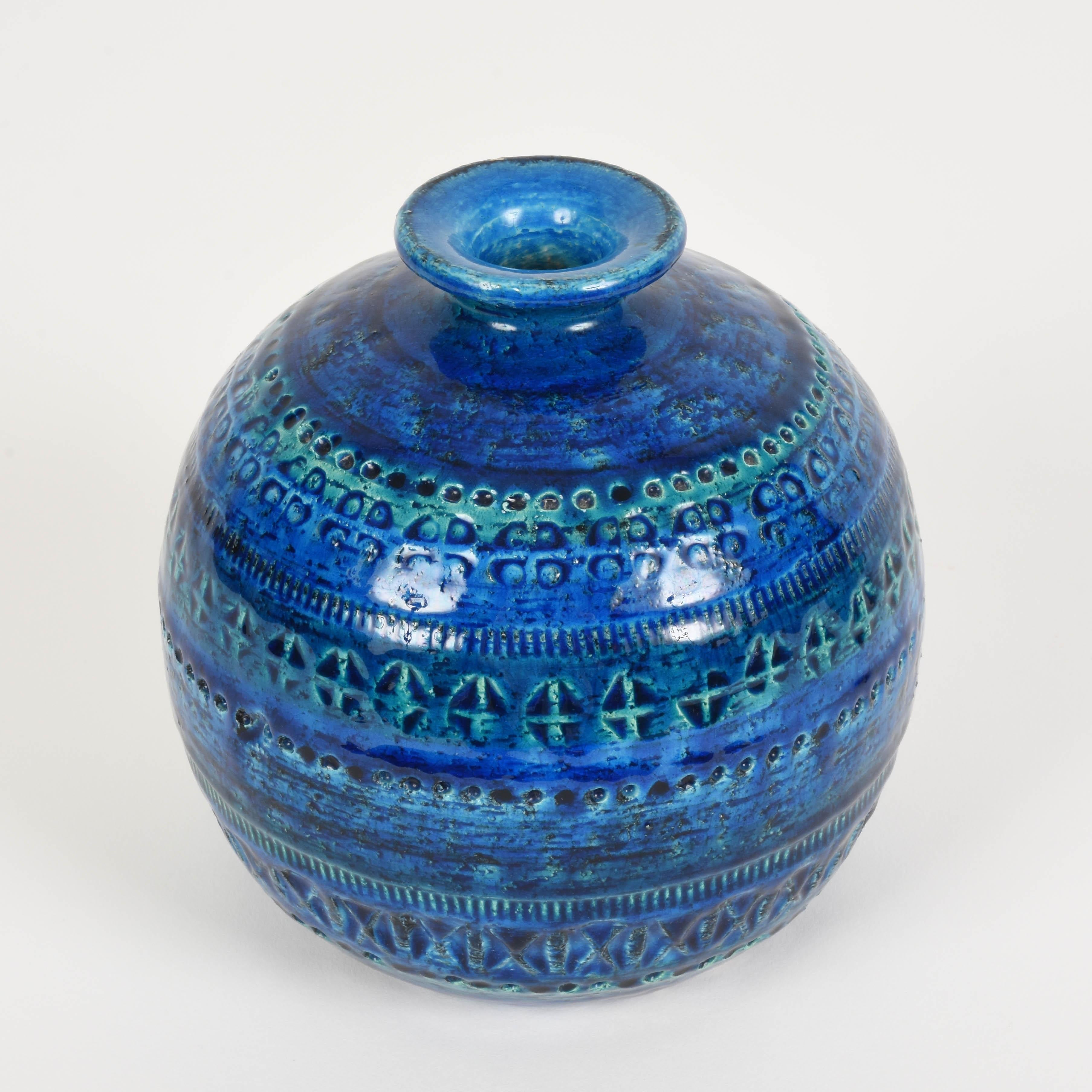 Pair of Aldo Londi Terracotta Ceramic Rimini Blue Vases for Bitossi, Italy 1960s 5