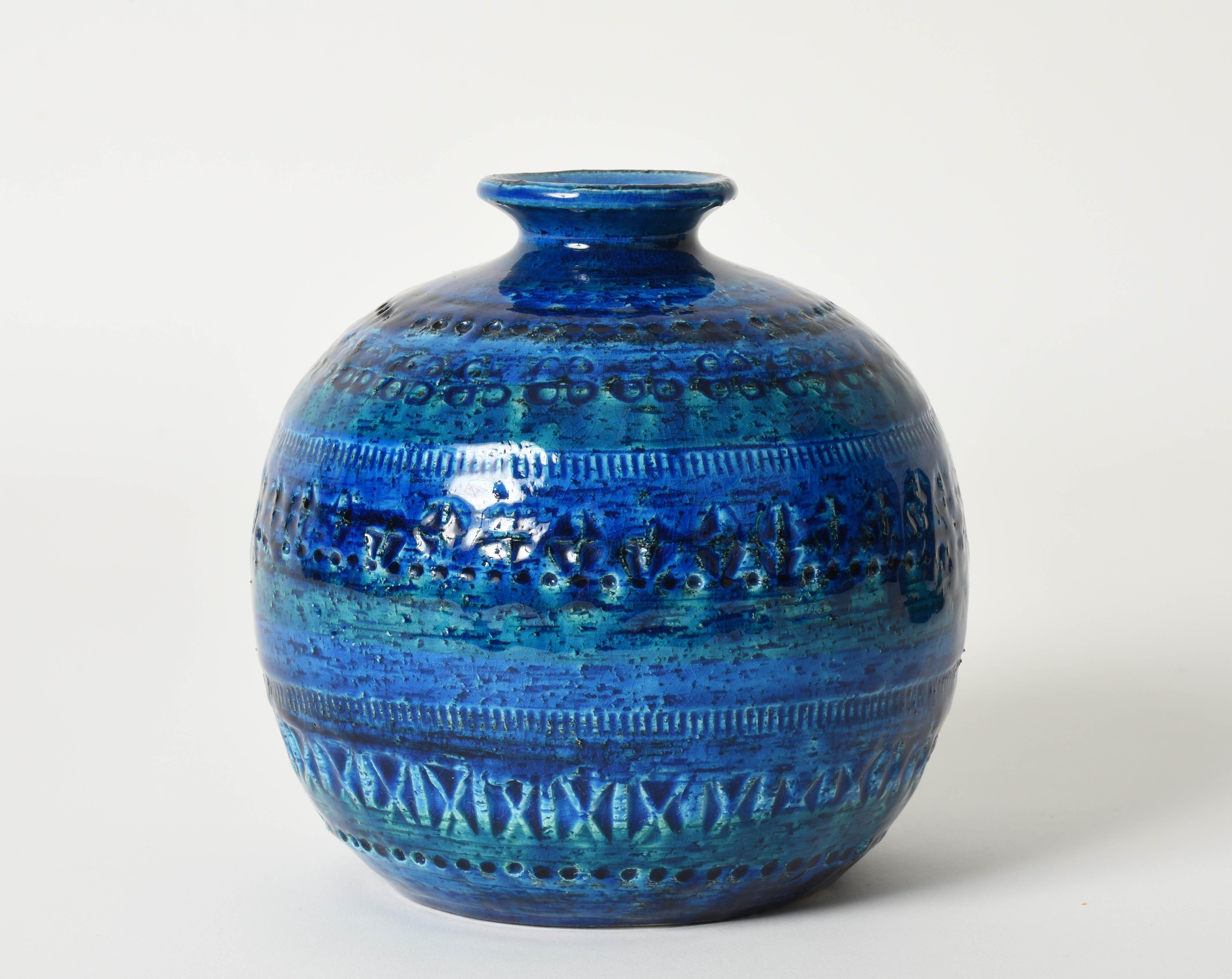 Pair of Aldo Londi Terracotta Ceramic Rimini Blue Vases for Bitossi, Italy 1960s 13