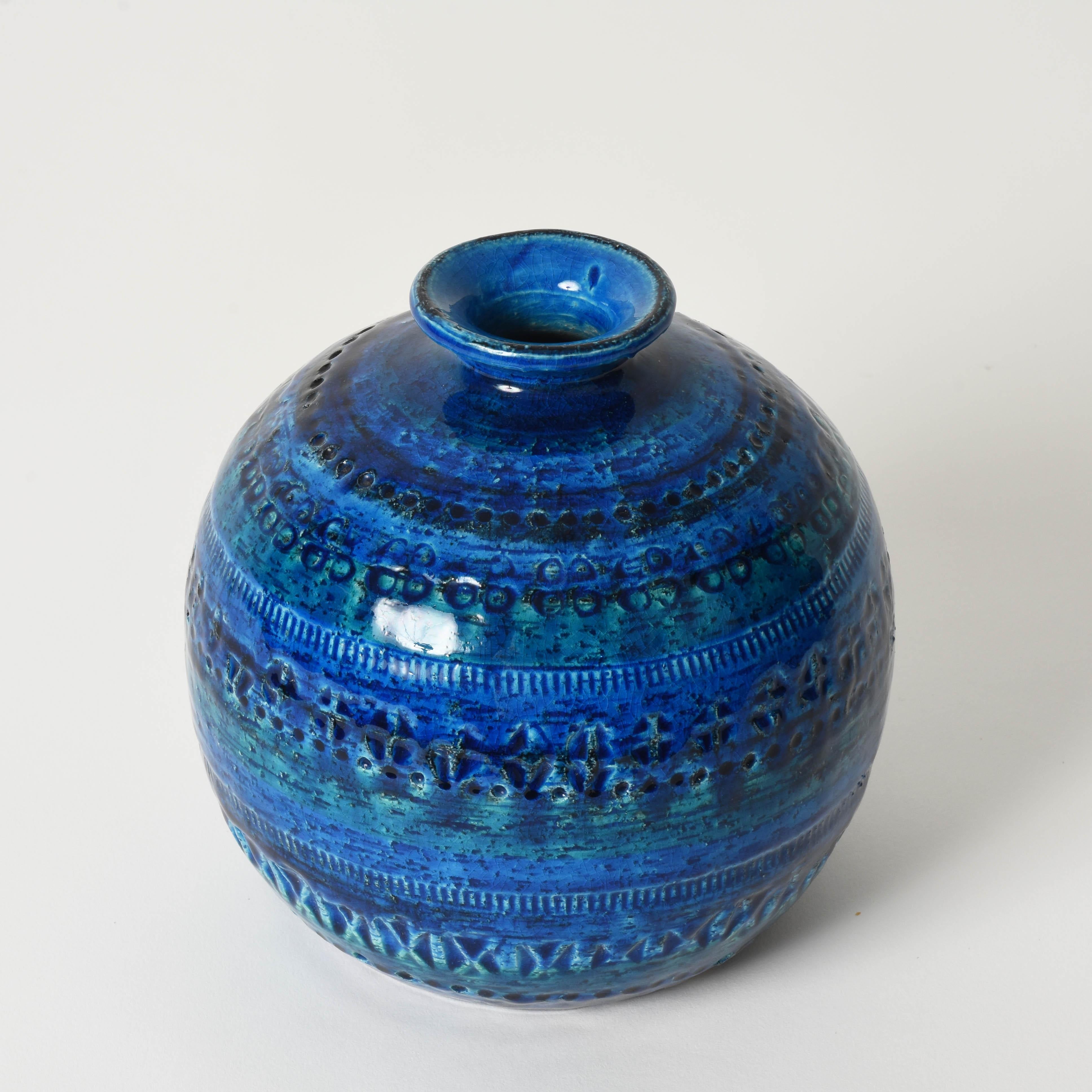 20th Century Pair of Aldo Londi Terracotta Ceramic Rimini Blue Vases for Bitossi, Italy 1960s