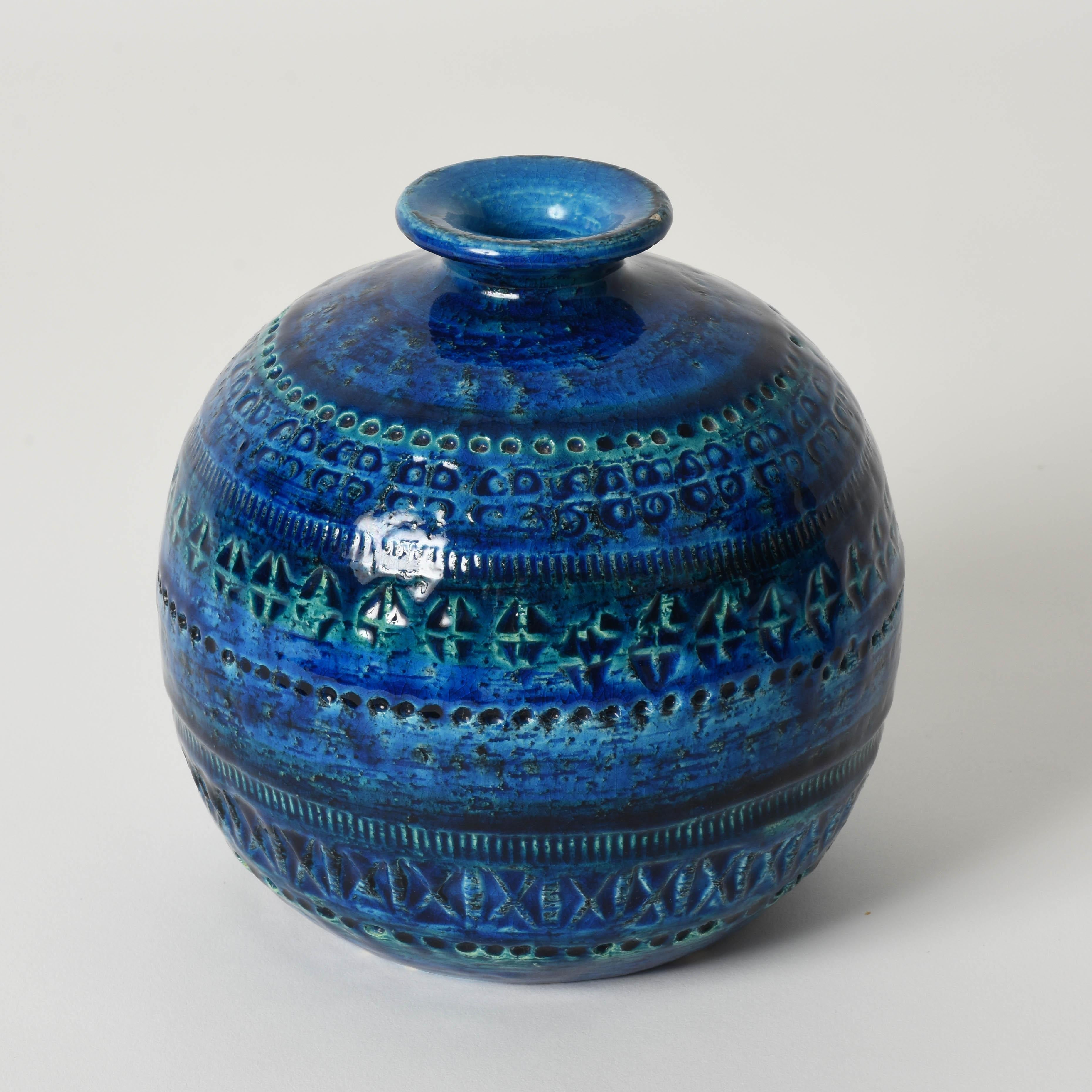 Pair of Aldo Londi Terracotta Ceramic Rimini Blue Vases for Bitossi, Italy 1960s 1