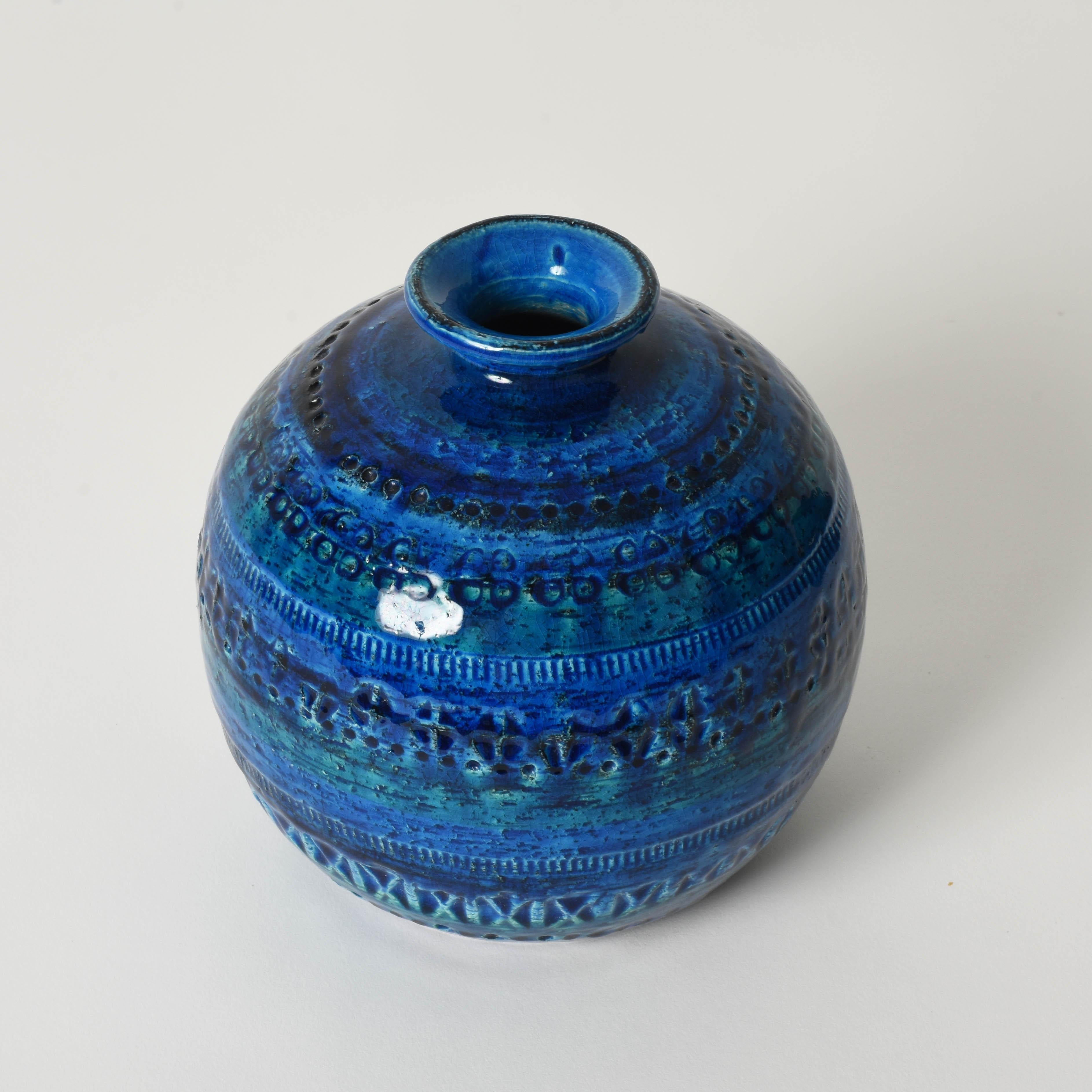 Pair of Aldo Londi Terracotta Ceramic Rimini Blue Vases for Bitossi, Italy 1960s 2