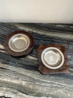 Paar Aldo Tura Vintage-Schalen aus Ziegenleder/Ablageschale/Ablageschale