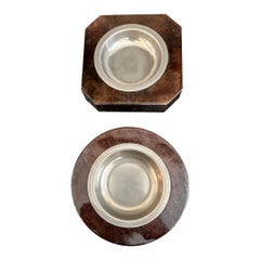 Pareja de Cuencos/ Vide-Poches Vintage de Piel de Cabra Aldo Tura