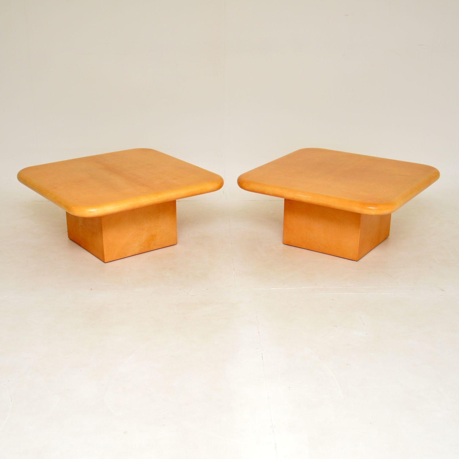 A superb pair of original Aldo Tura low tables in lacquered goatskin parchment. These made made in Italy, they date from the 1970’s.

They are a great size, very large and perfect for use as coffee tables or side tables. The quality as with all
