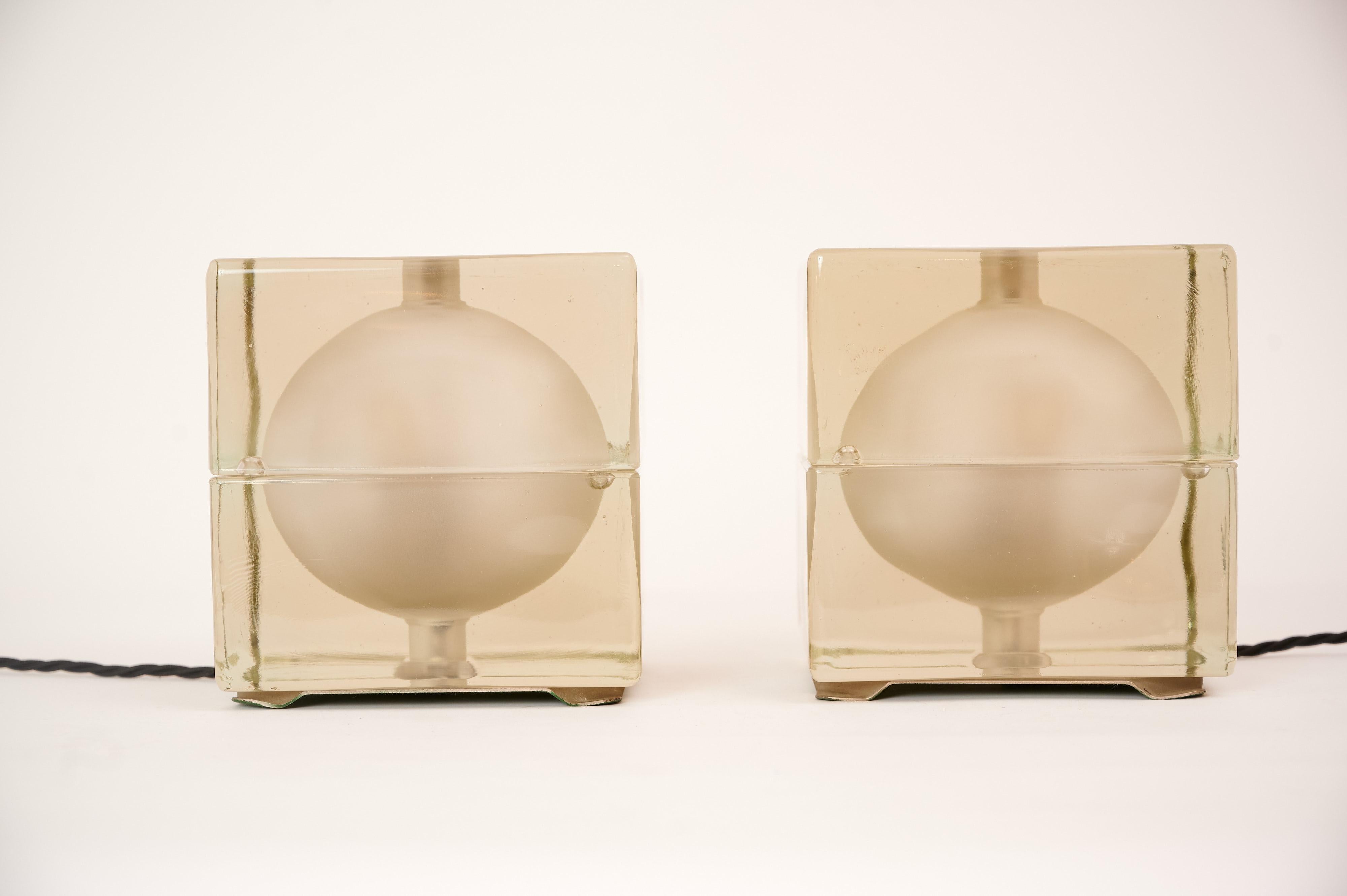 Mid-Century Modern Pair of Alessandro Mendini 'Cubosfera' Table Lights, c 1965