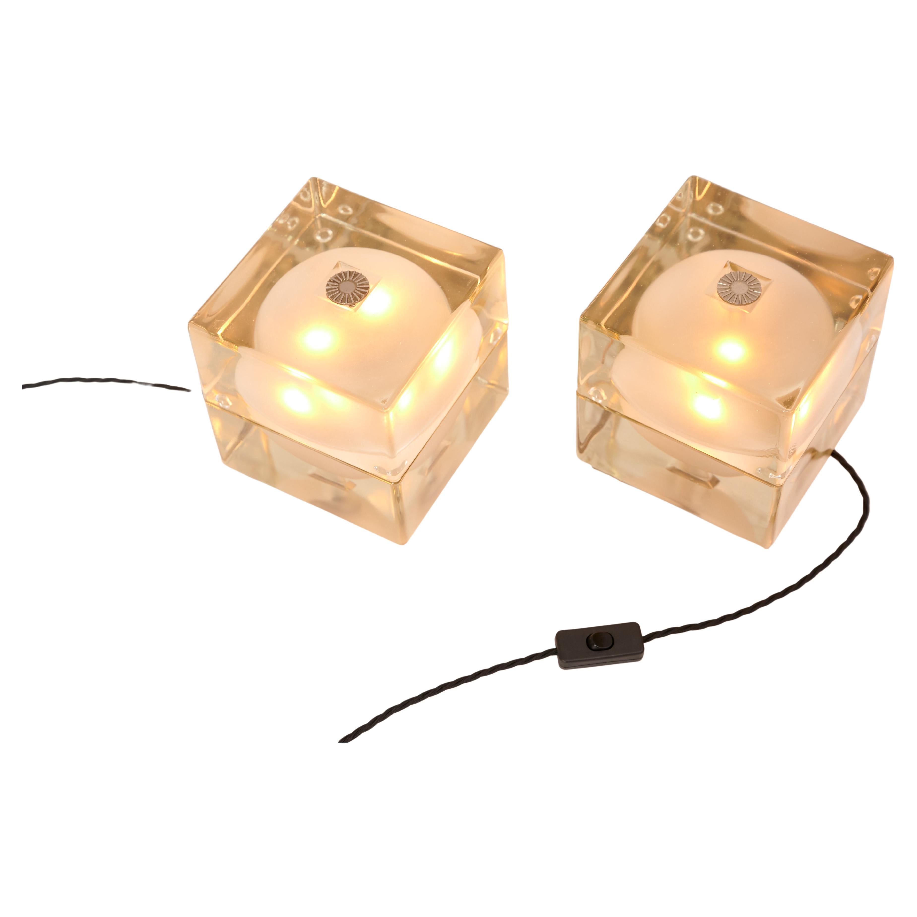 Pair of Alessandro Mendini 
Cubosfera
 Table Lights, c 1965