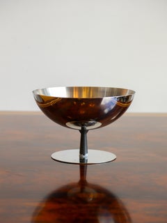 Pair of Alessi Stainless Steel Pedestal Bowls, Italy, 1970s