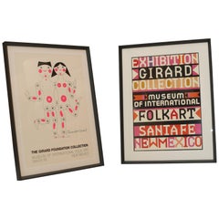 Vintage Pair of Alexander Girard Custom Framed Exhibition Posters