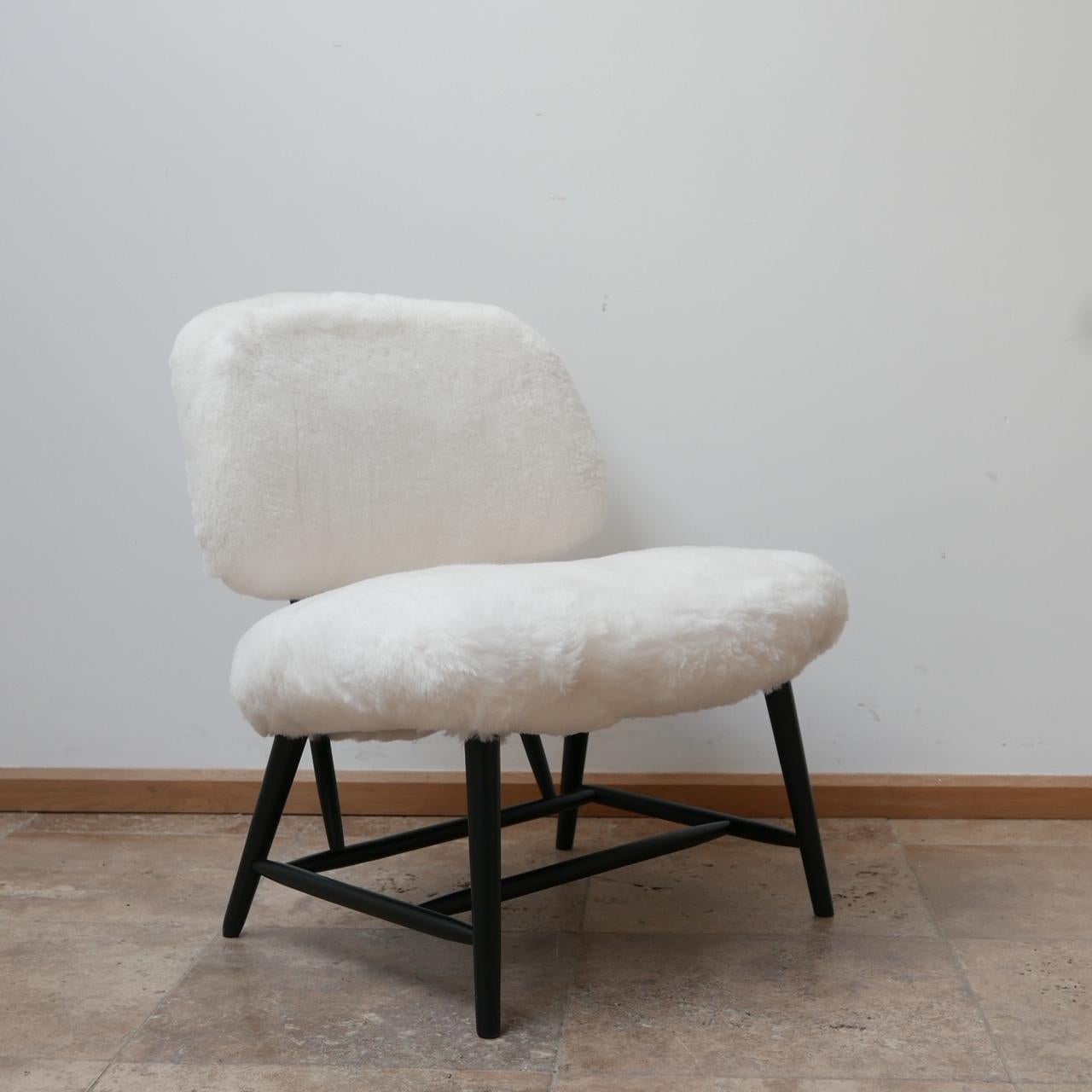 Pair of Alf Svensson 'TeVe' Sheepskin Shearling Lounge Chairs For Sale 2