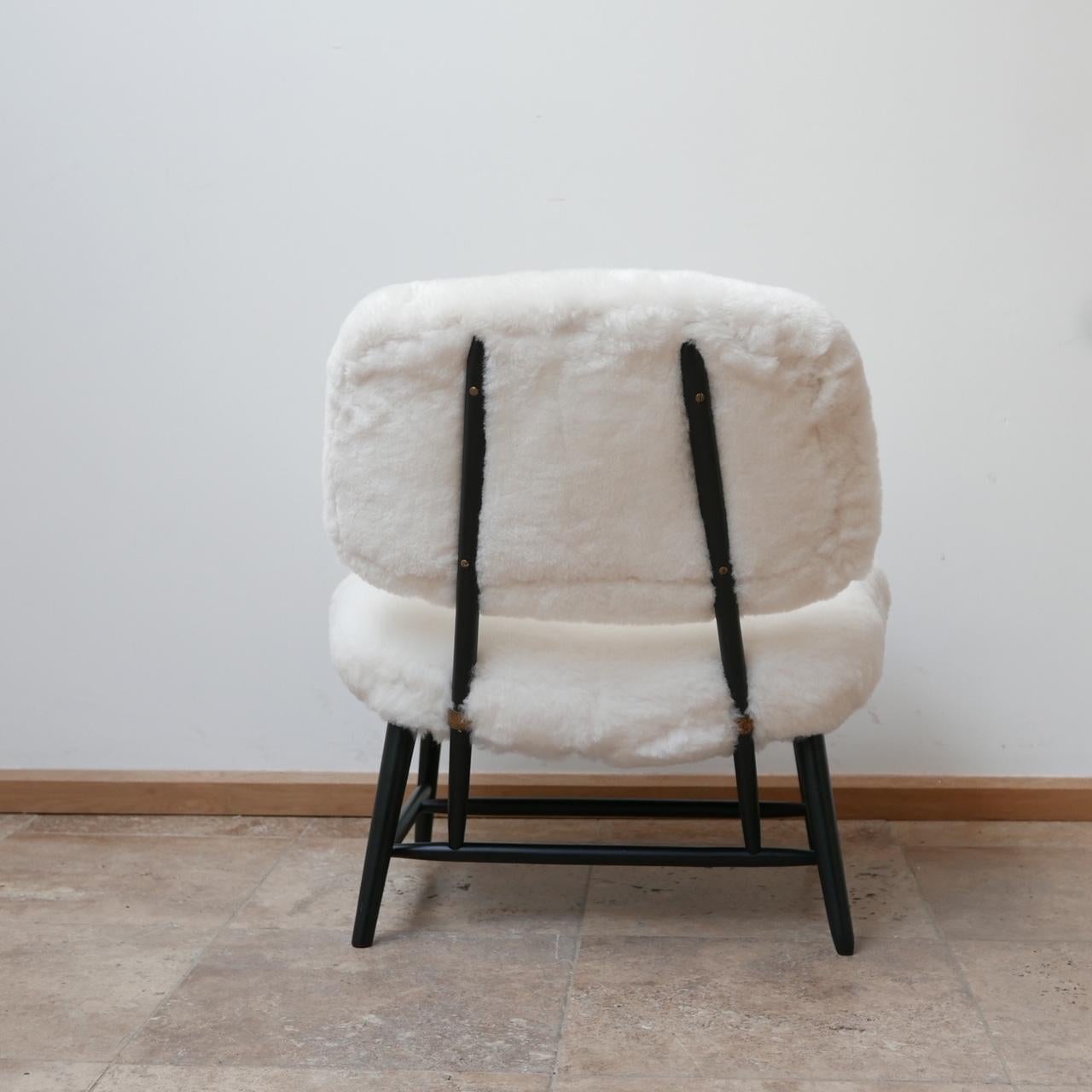 Pair of Alf Svensson 'TeVe' Sheepskin Shearling Lounge Chairs For Sale 3