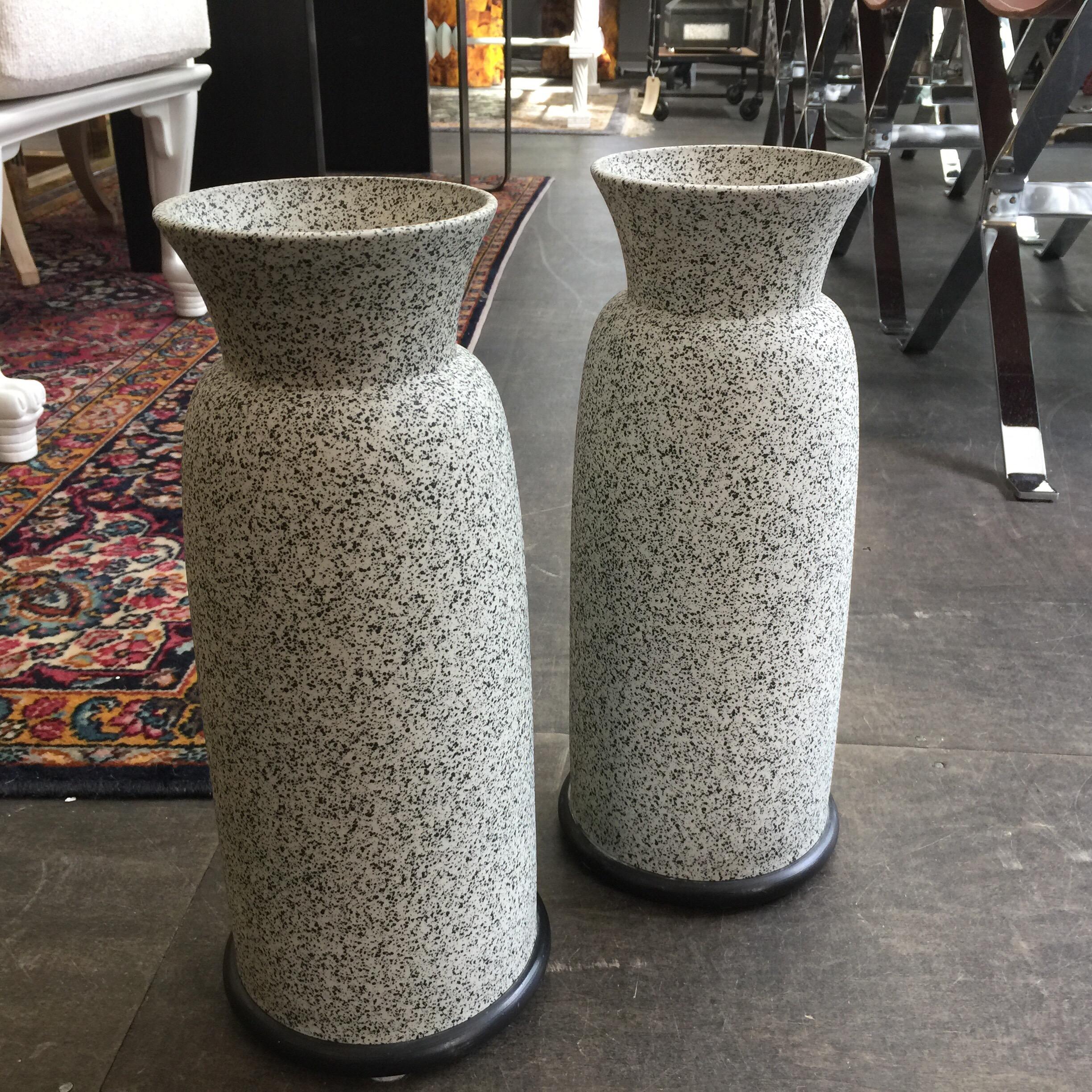 Mid-20th Century Pair of Alfiero Mangani Granite Finish Ceramic Vases For Sale